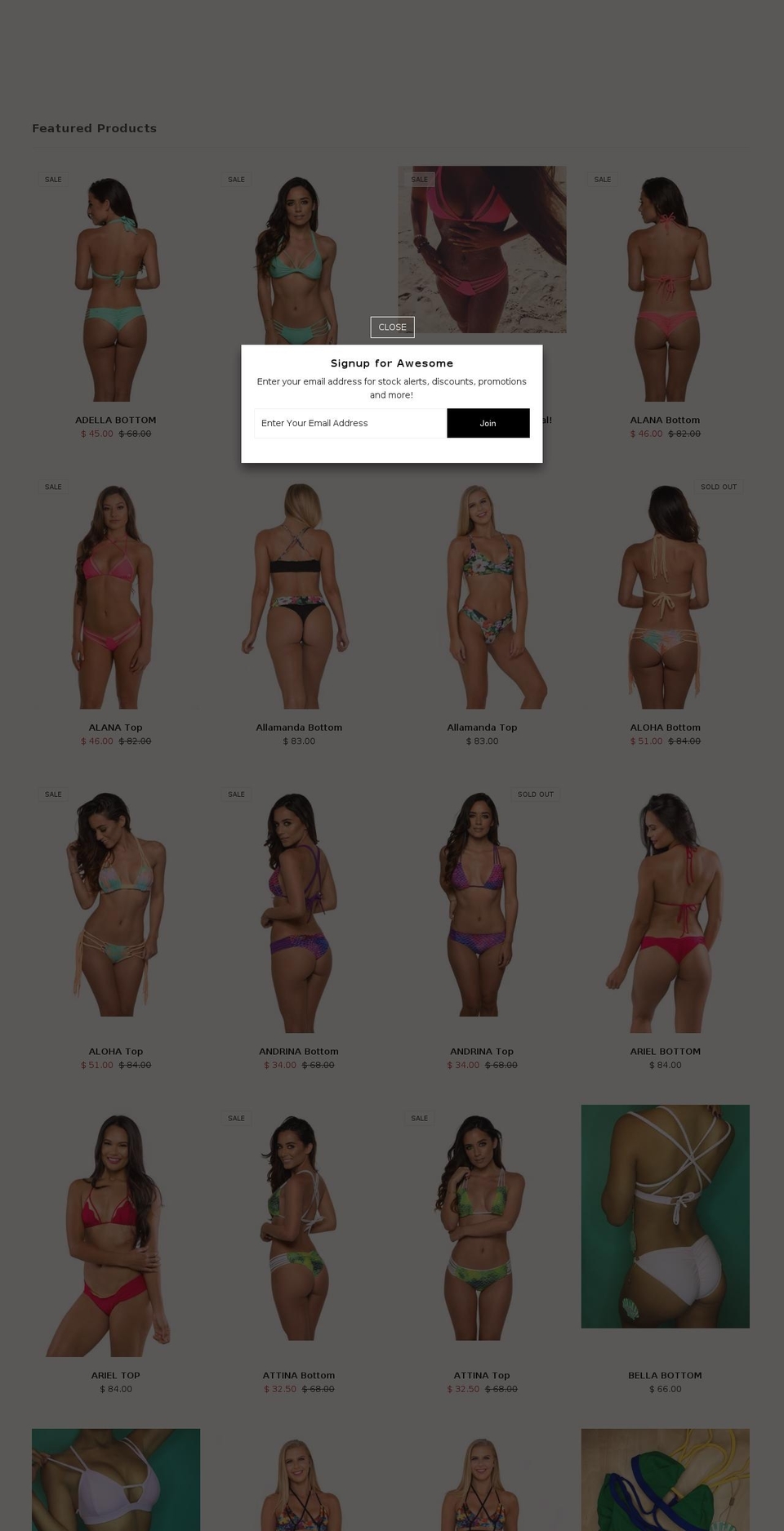 meglizswimwear.com shopify website screenshot