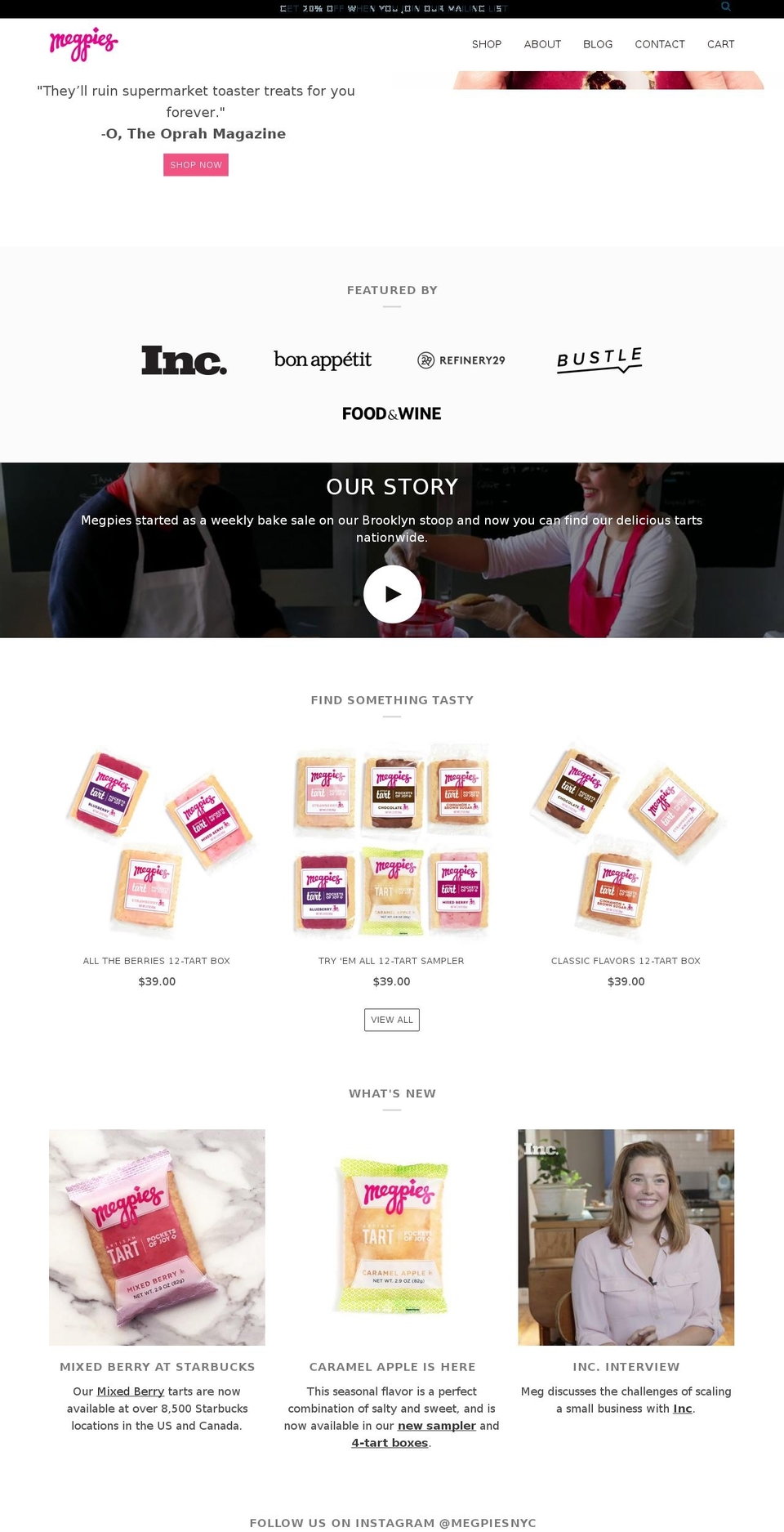 megpiesnyc.com — Shopify storefront screenshot