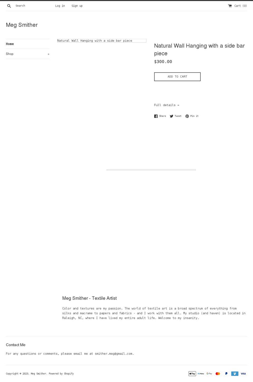megsmither.com shopify website screenshot