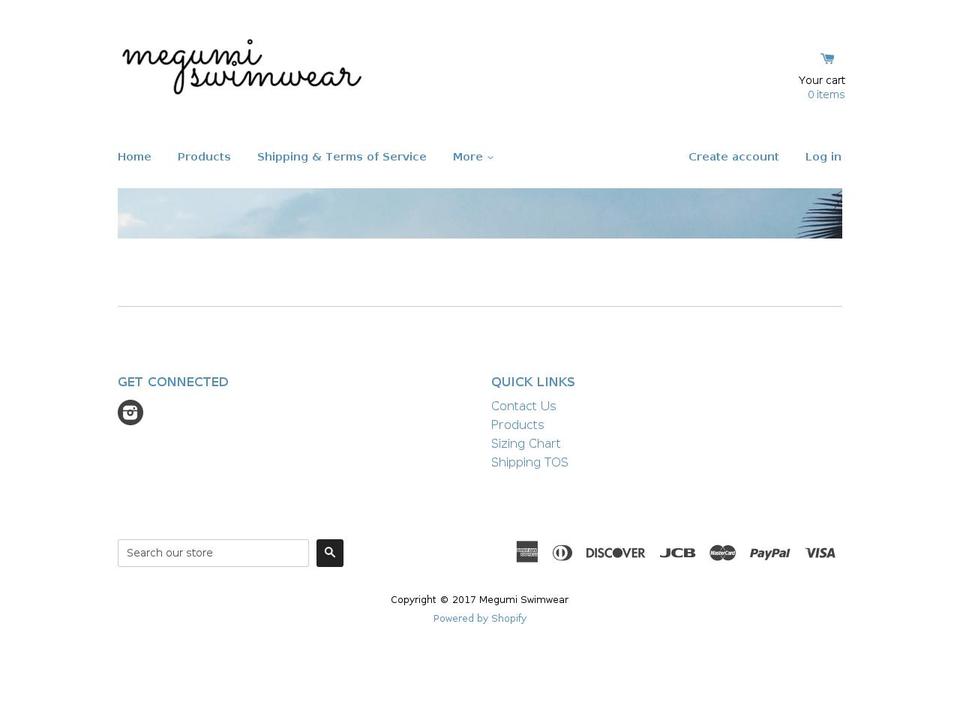 megumiswimwear.com shopify website screenshot