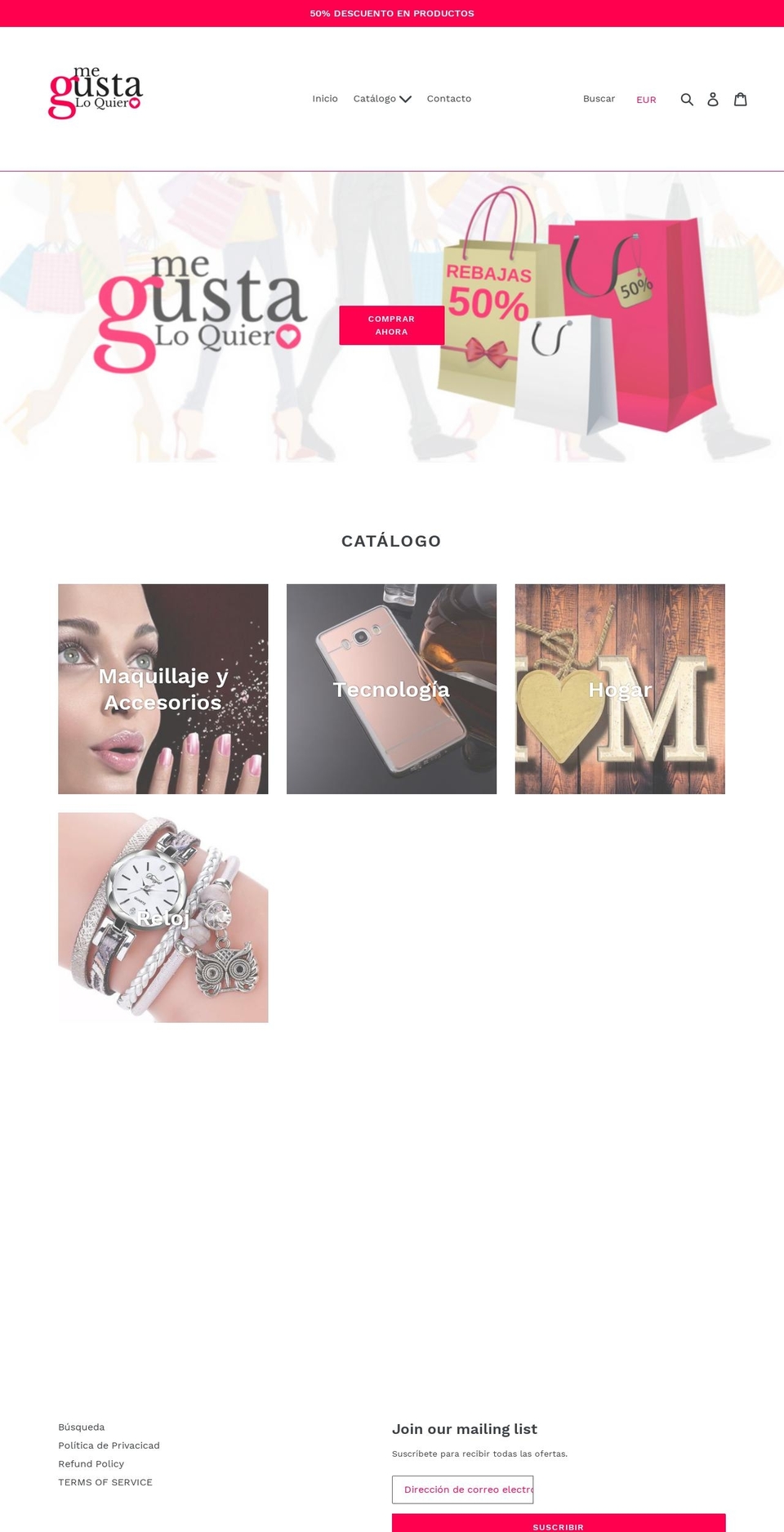 megustaloquiero.com shopify website screenshot