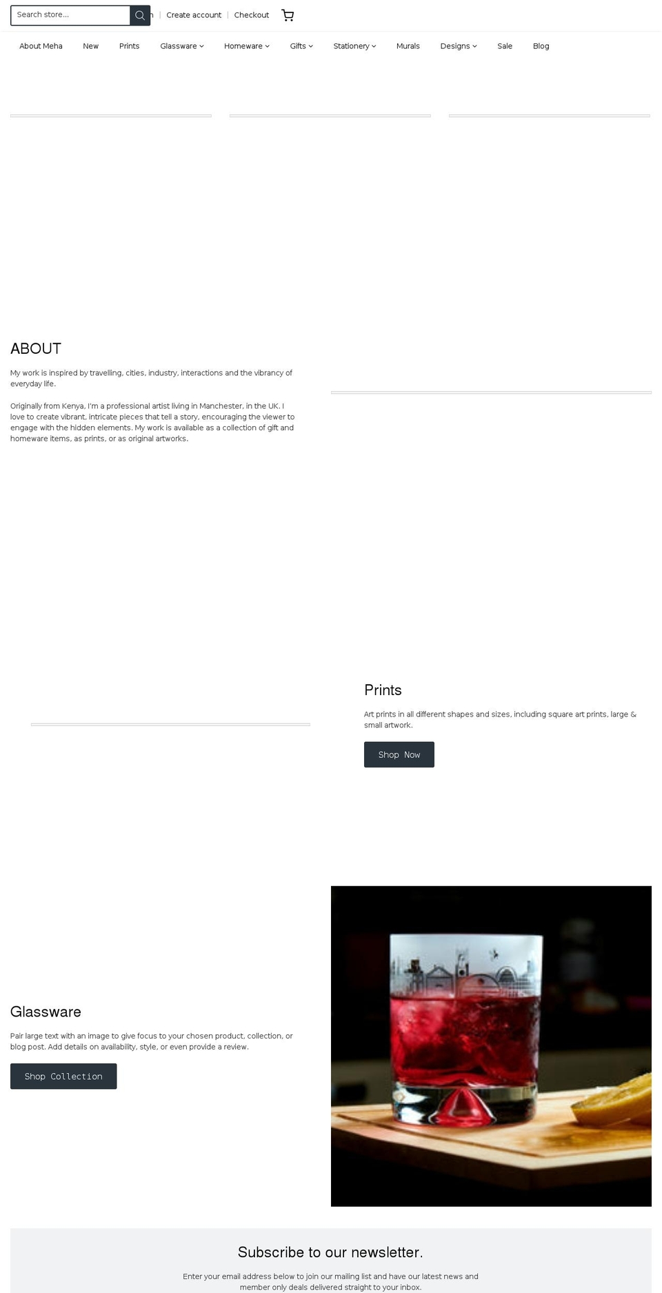 mehaart.com shopify website screenshot