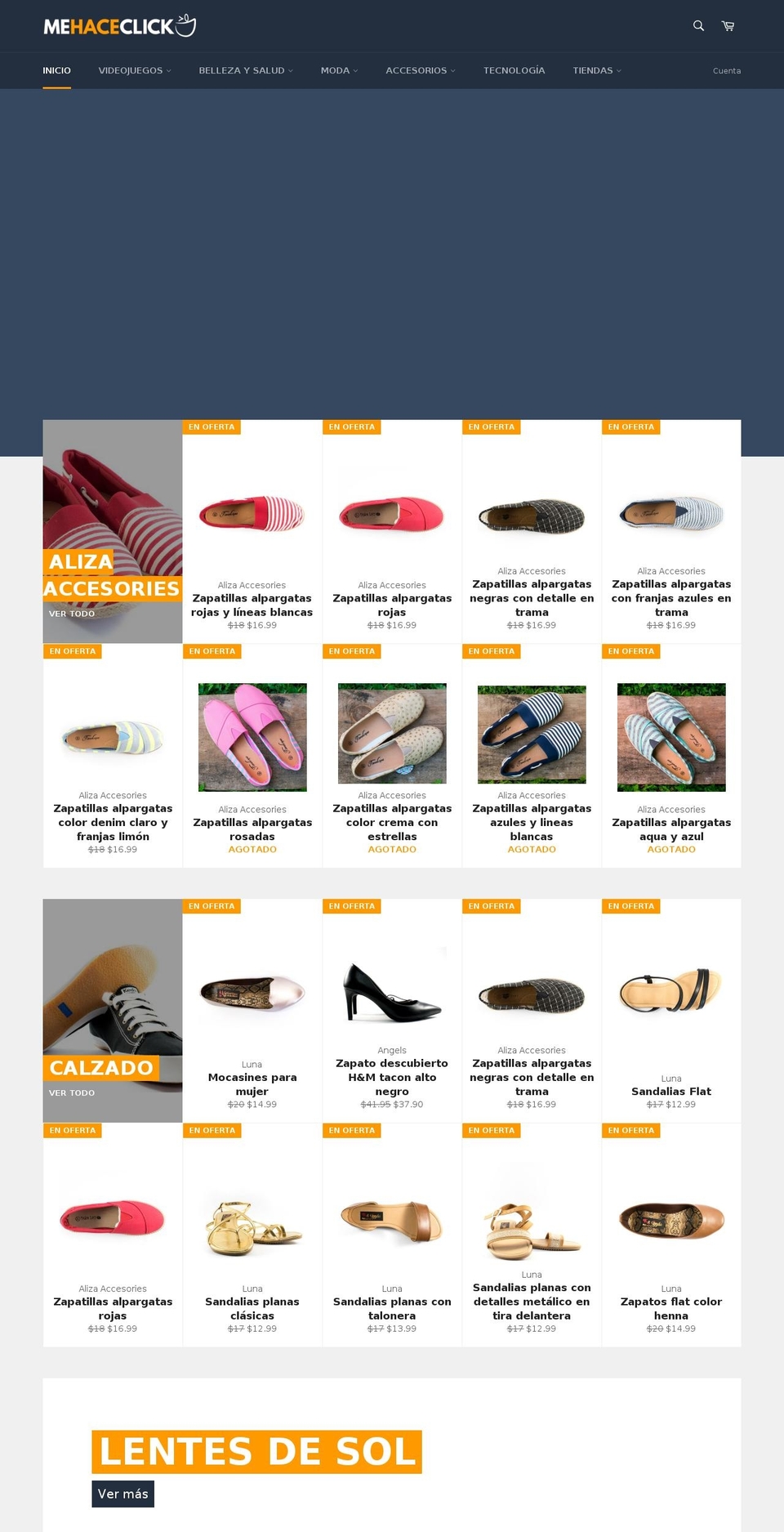 mehaceclick.com — Shopify storefront screenshot