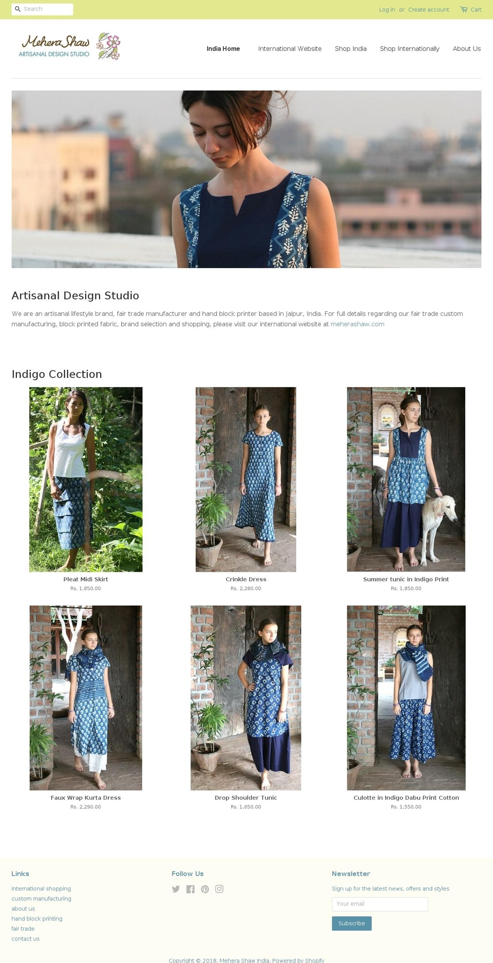 meherashaw.in shopify website screenshot