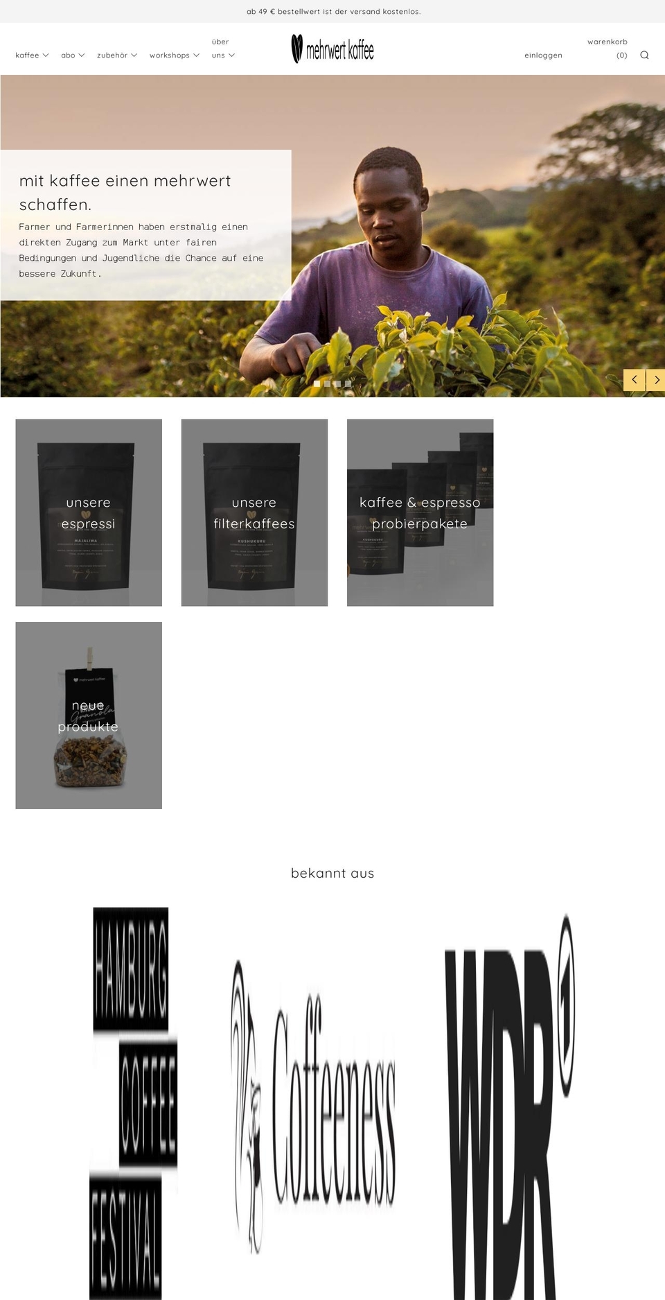 Mehrwert Theme Shopify theme site example mehrwert-kaffee.com