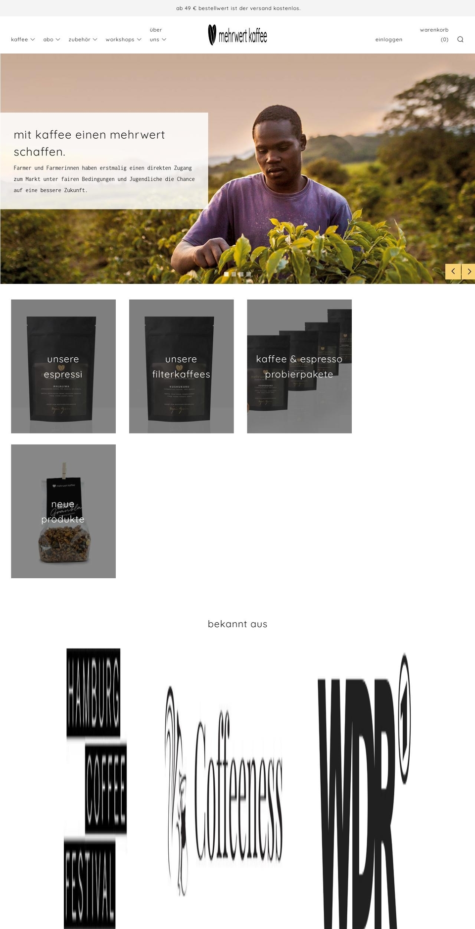 mehrwert-kaffee.de shopify website screenshot