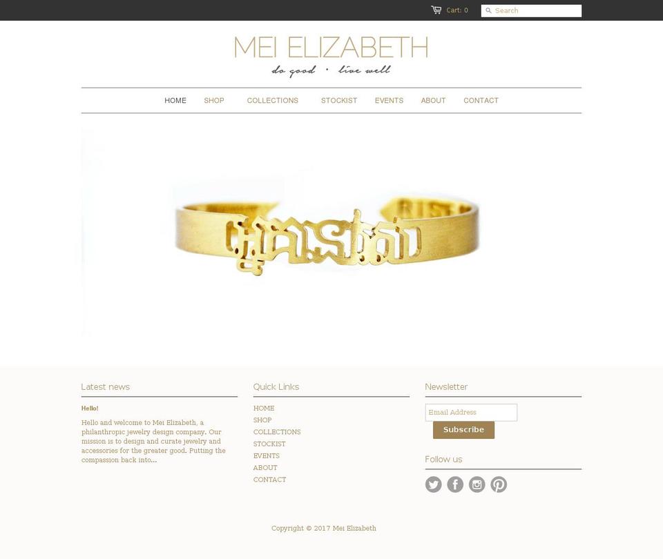 meielizabeth.com shopify website screenshot