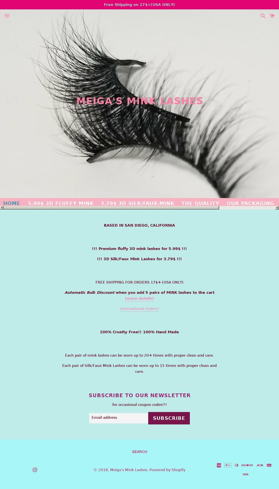meigasminklashes.com — Shopify storefront screenshot
