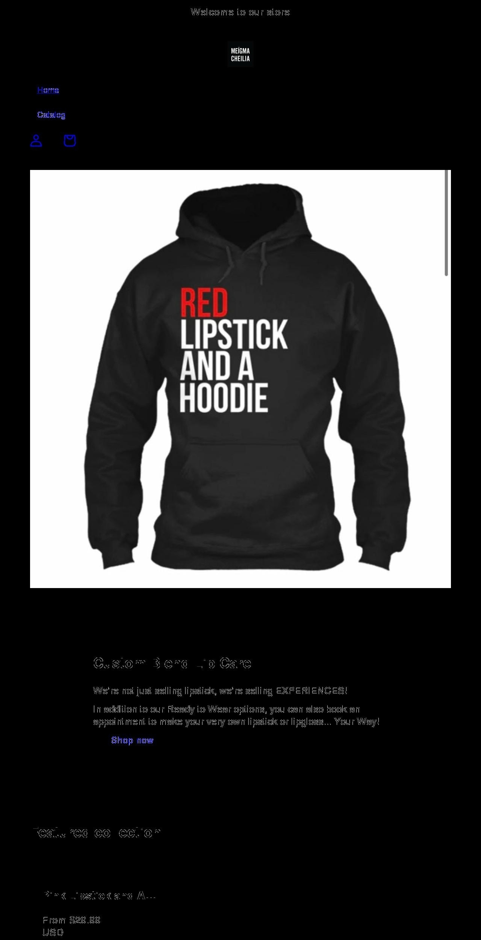 meigmacheilialipcare.com shopify website screenshot