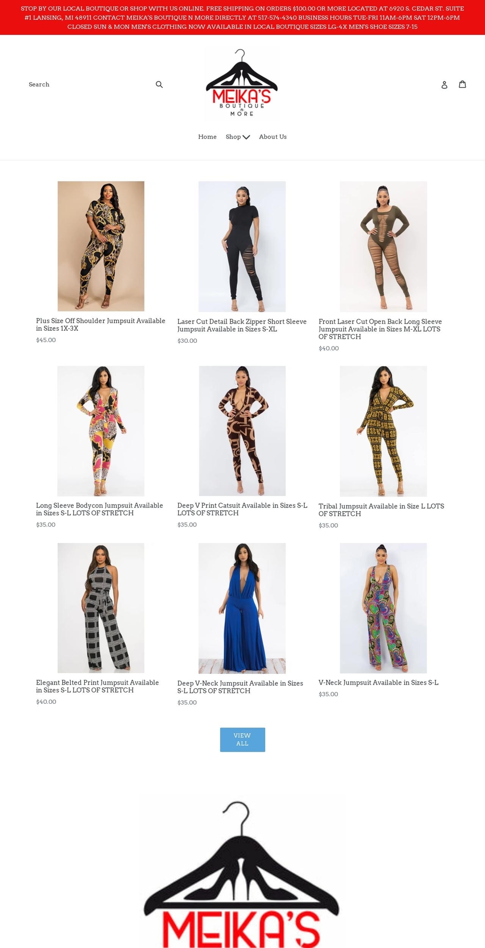 meikasboutiquenmore.com shopify website screenshot