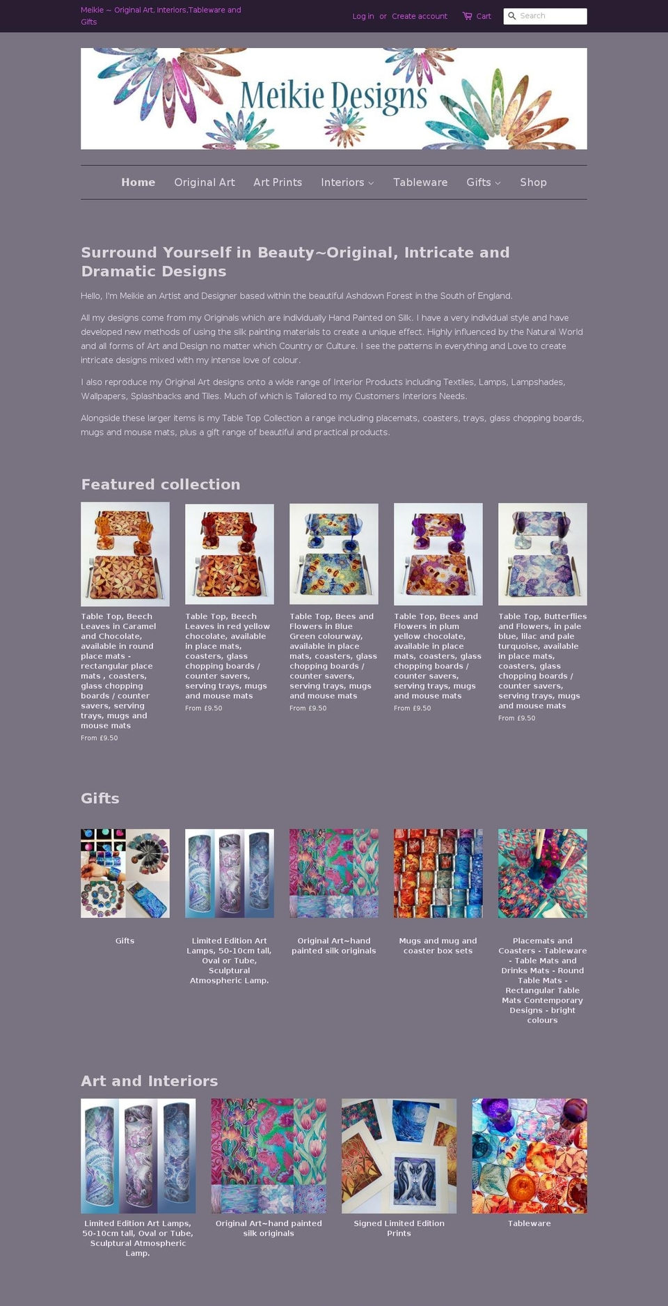meikiedesigns.com shopify website screenshot