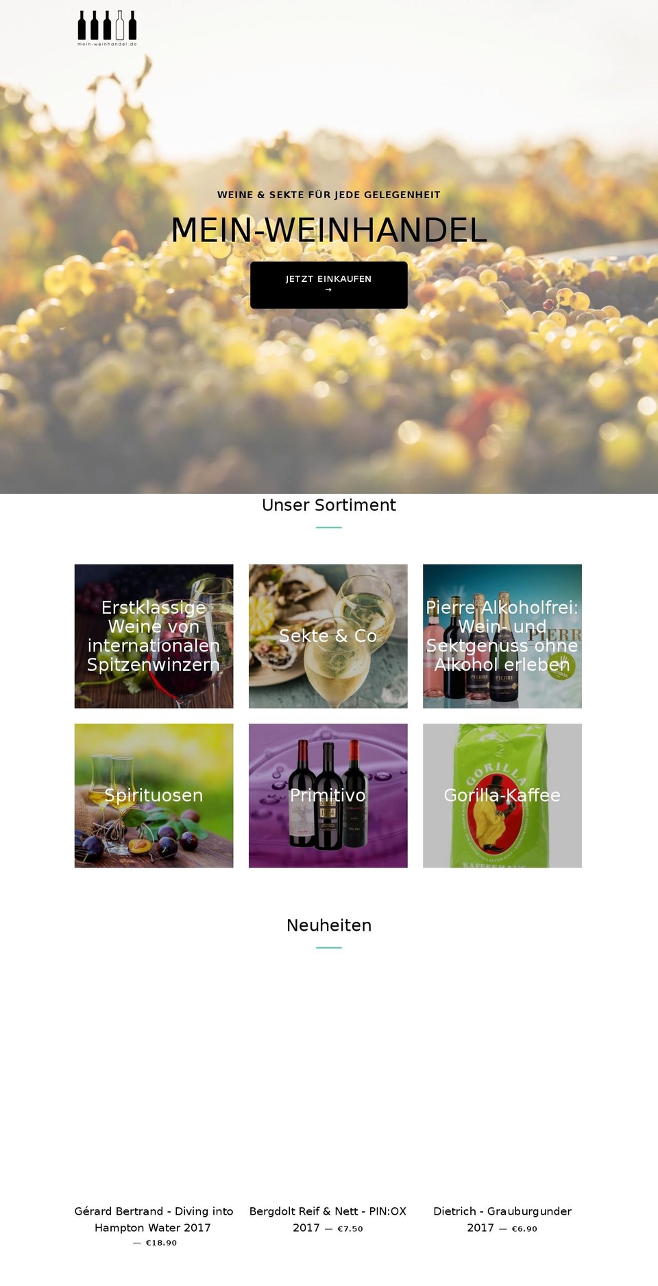 mein-weinhandel.de shopify website screenshot