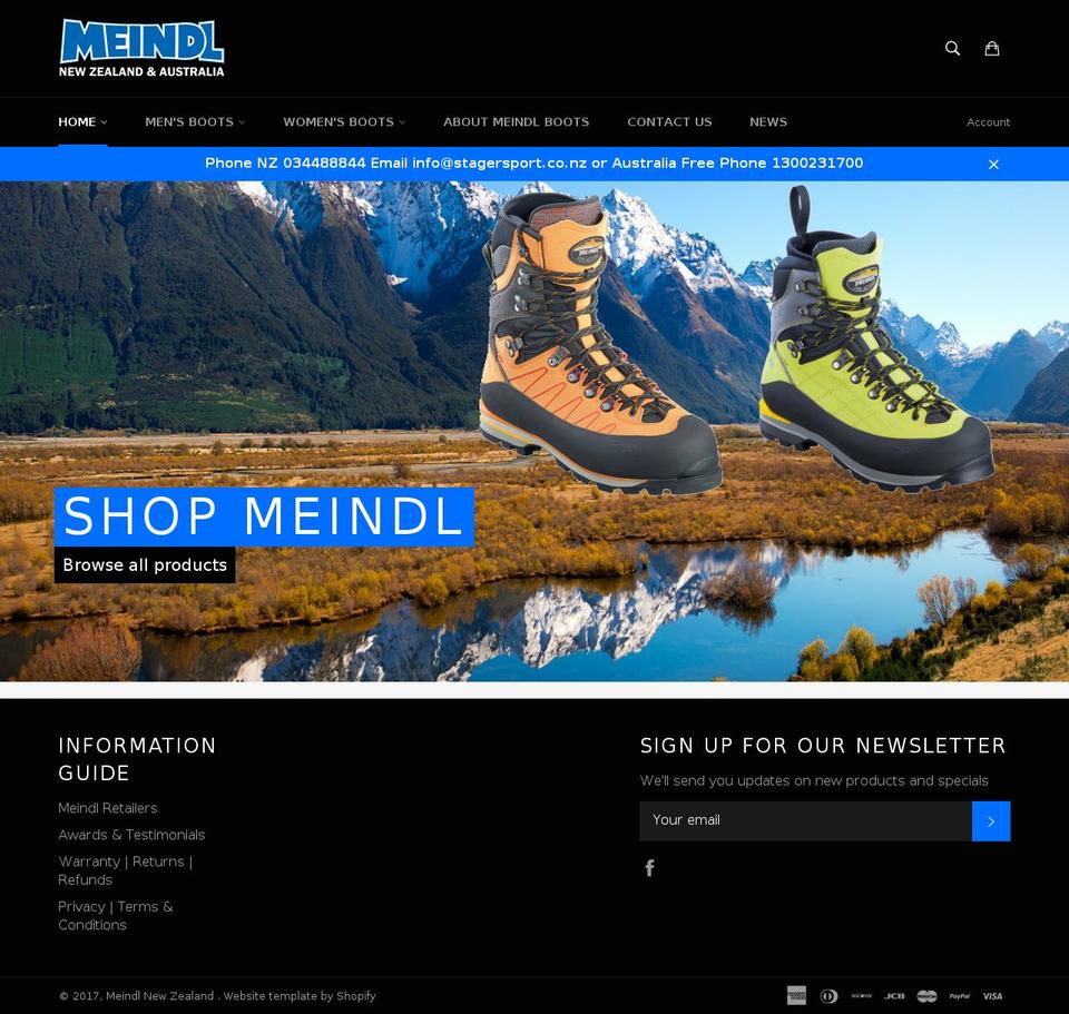 meindl.co.nz shopify website screenshot