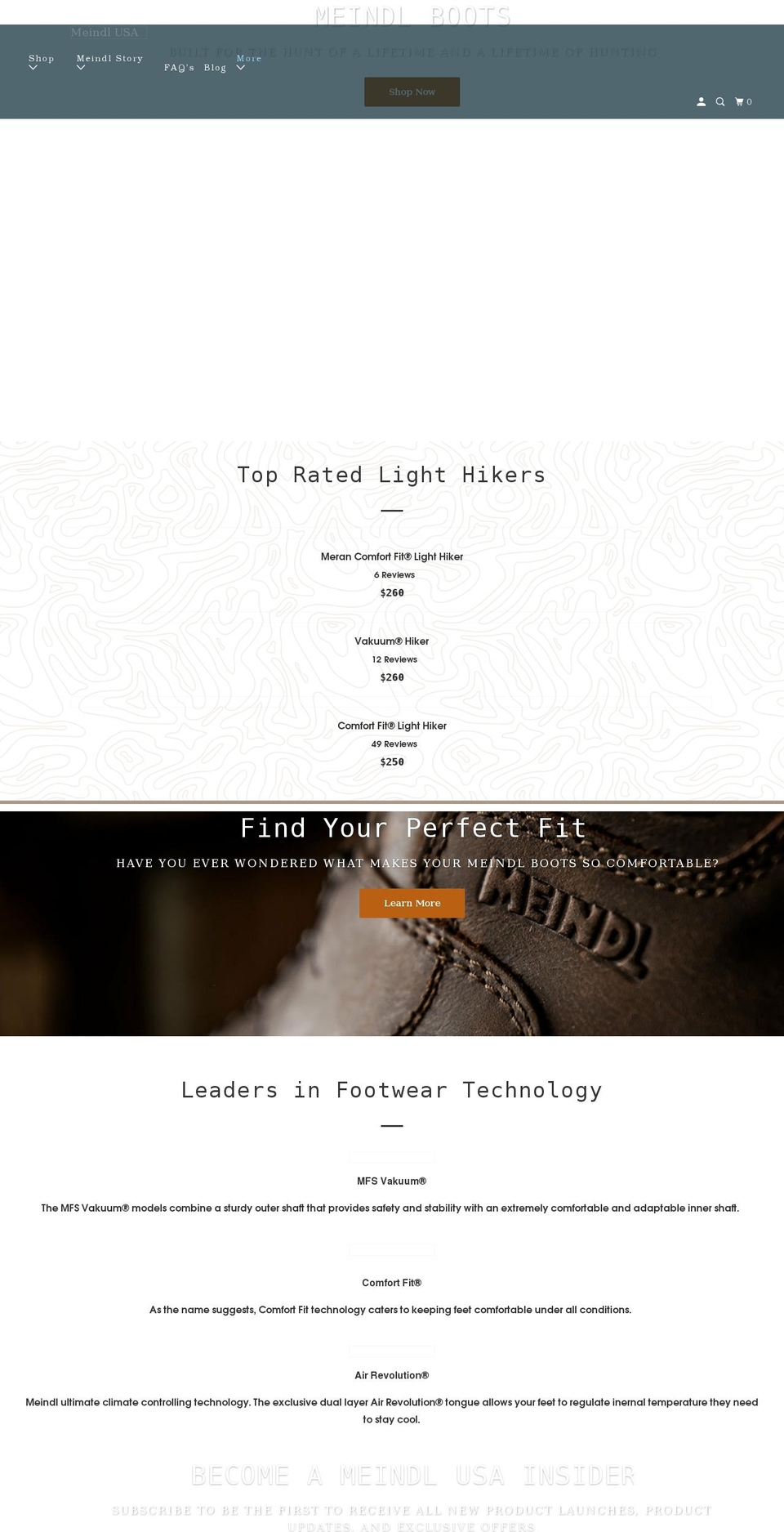 meindlusa.com shopify website screenshot
