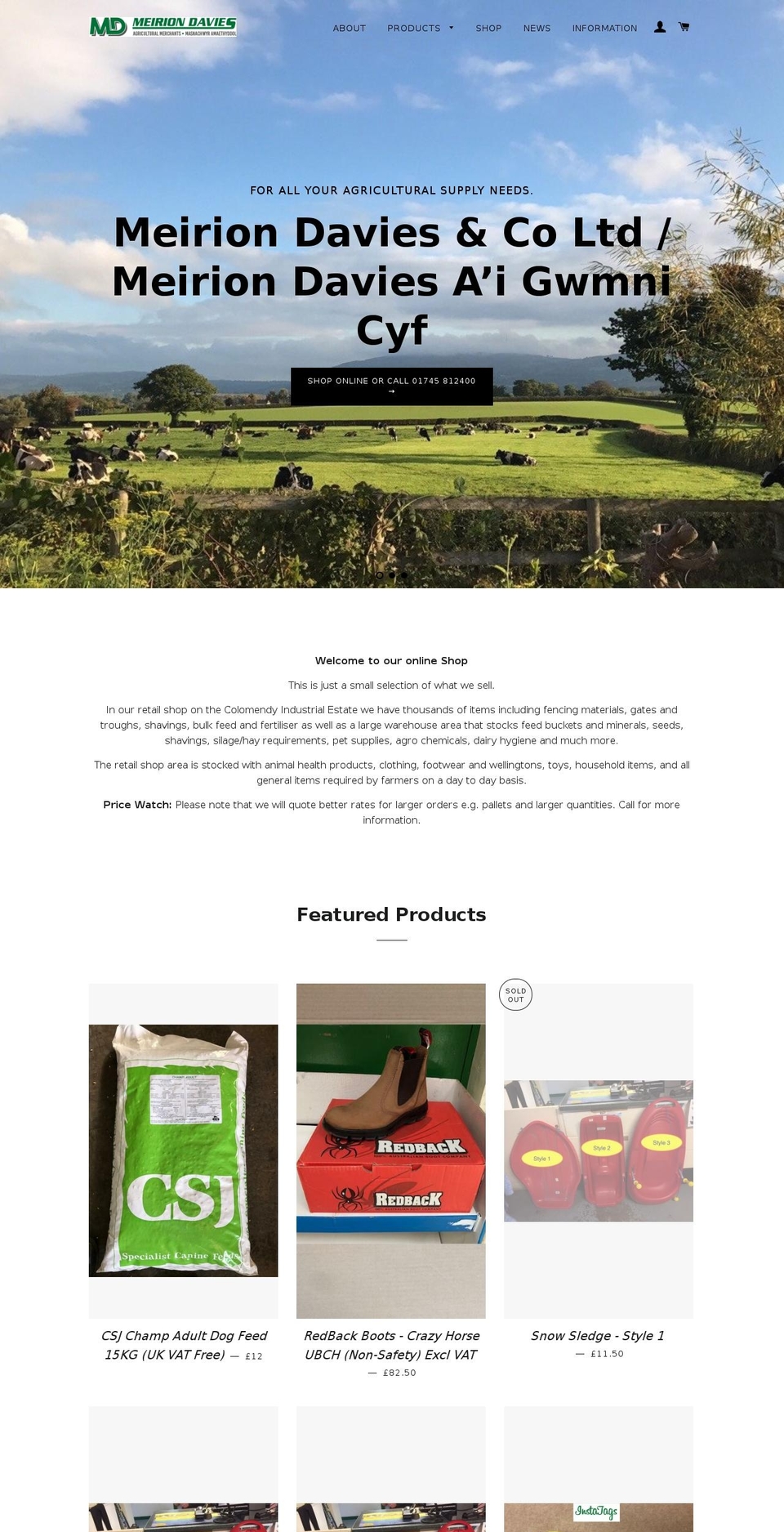 meiriondavies.com shopify website screenshot