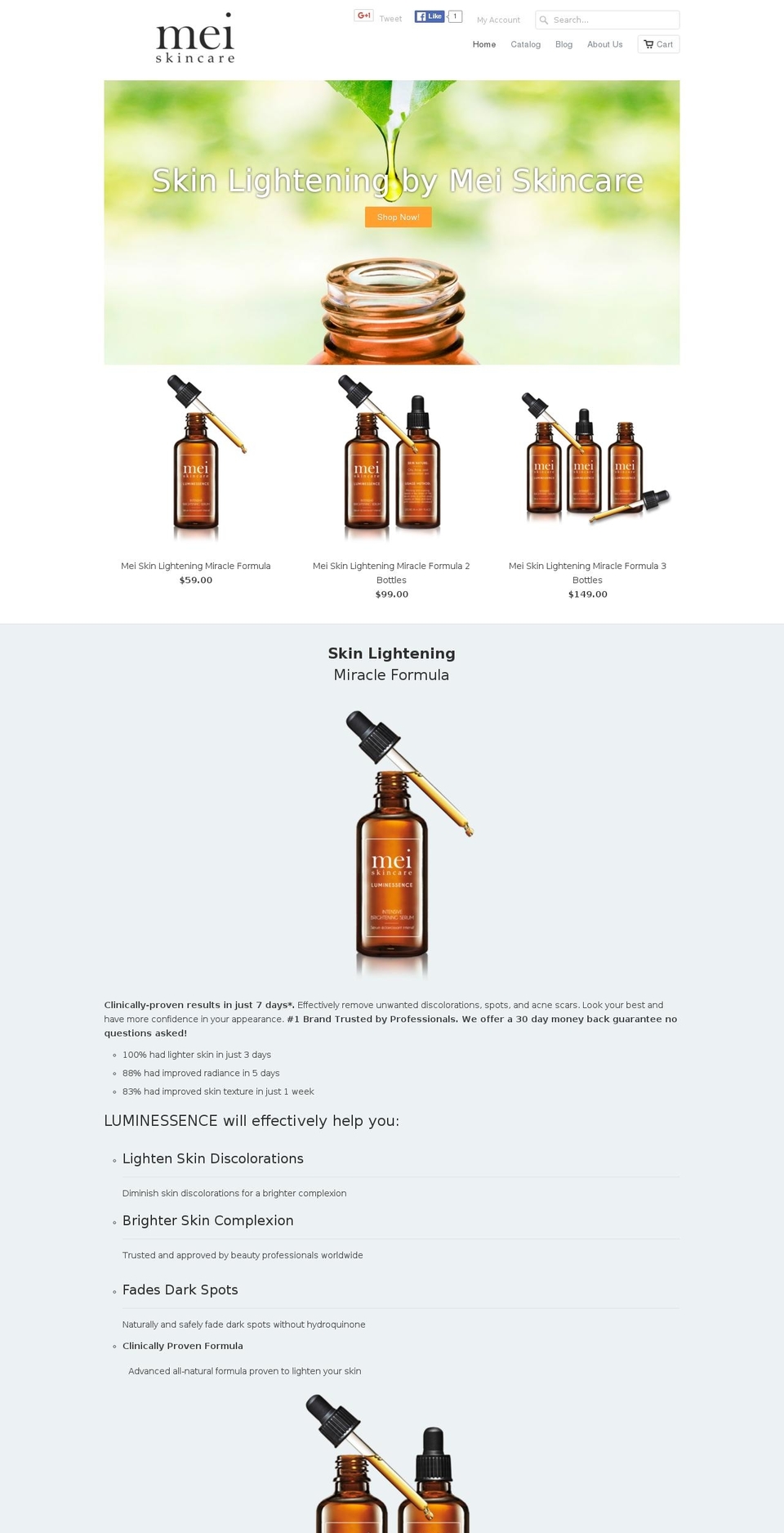 meiskincare.com shopify website screenshot