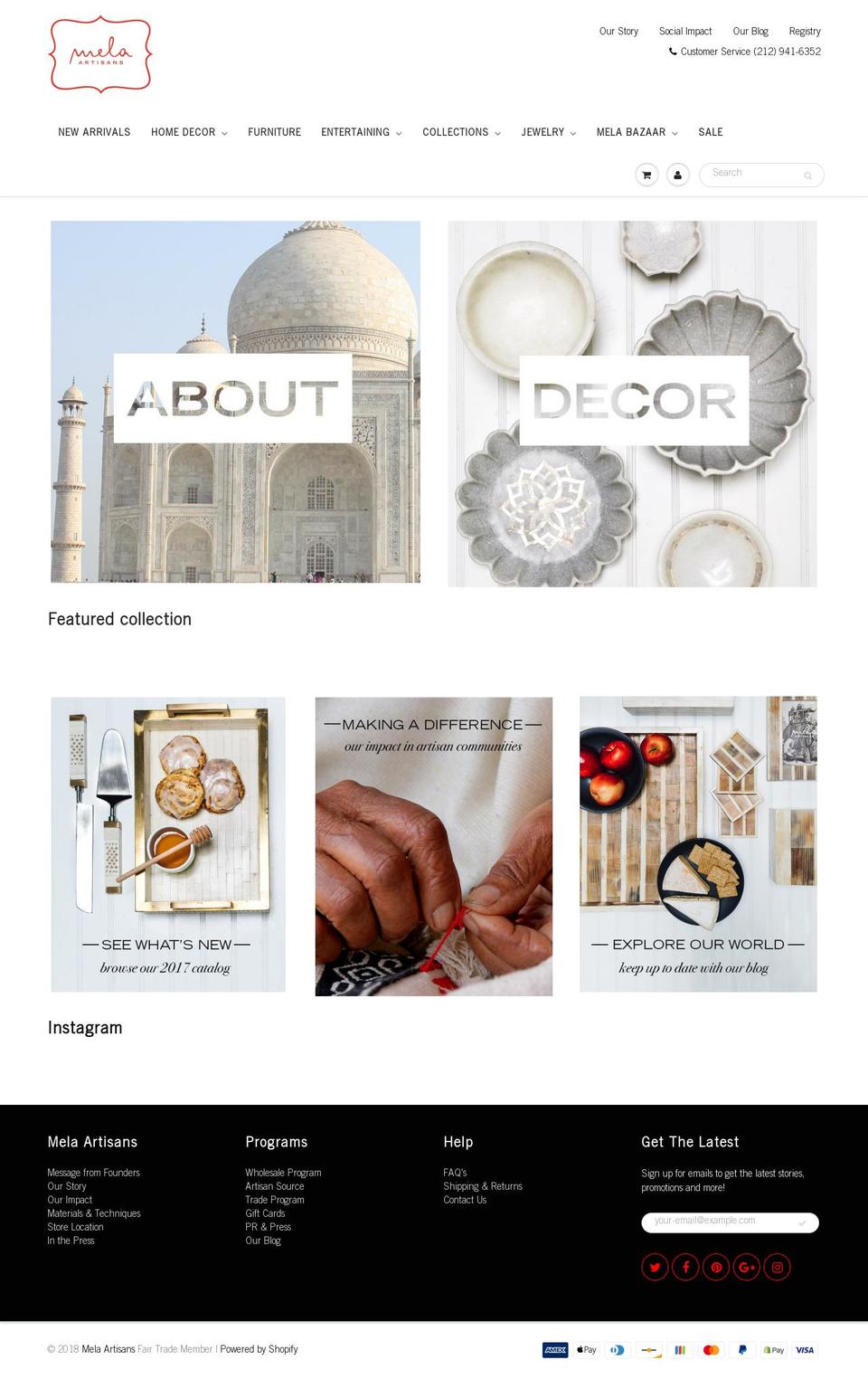 melaartists.com — Shopify storefront screenshot