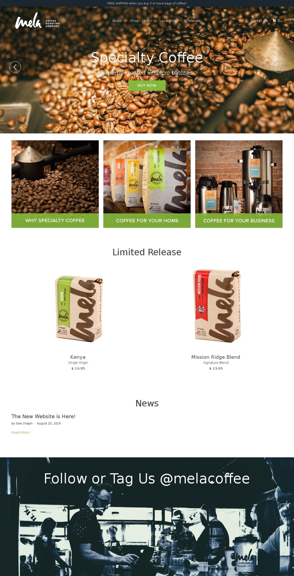 melacoffee.com shopify website screenshot