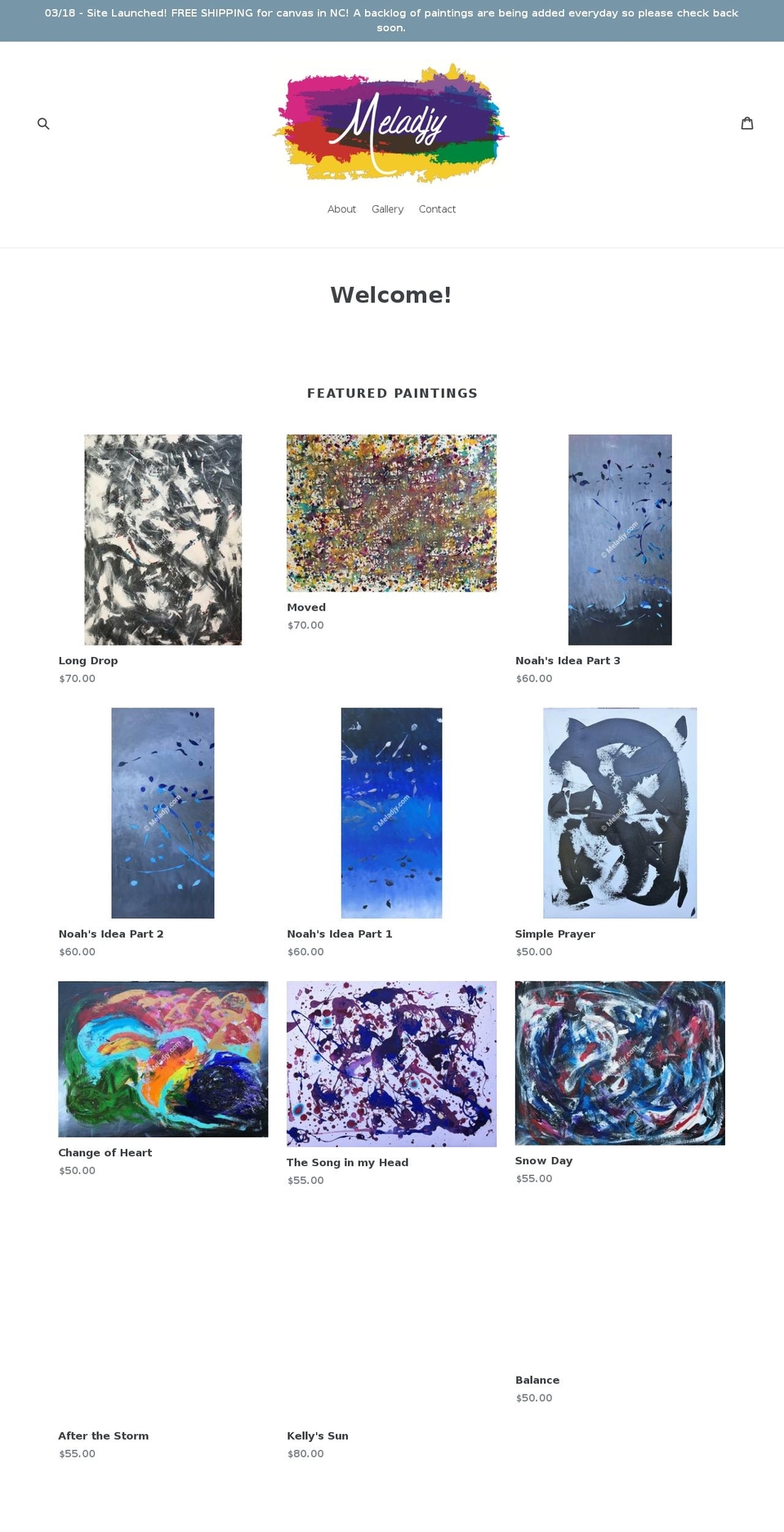 meladjy.com shopify website screenshot