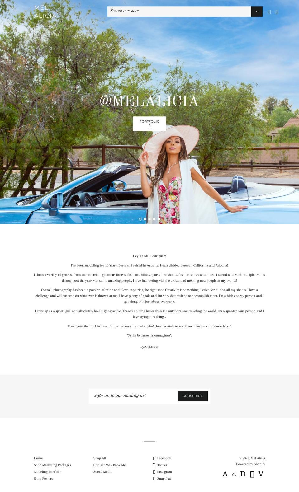 melalicia.com shopify website screenshot