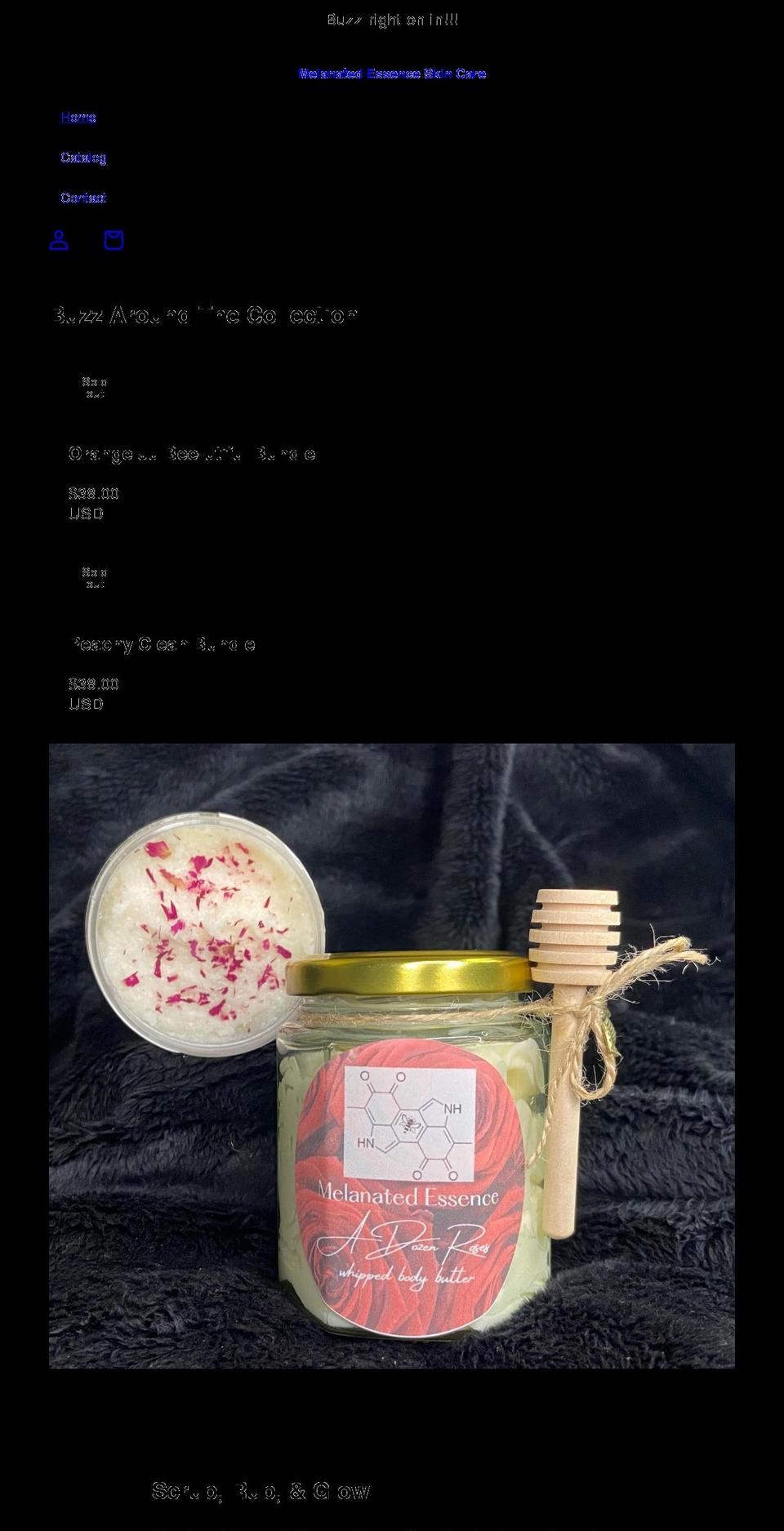 melanatedessence.com shopify website screenshot