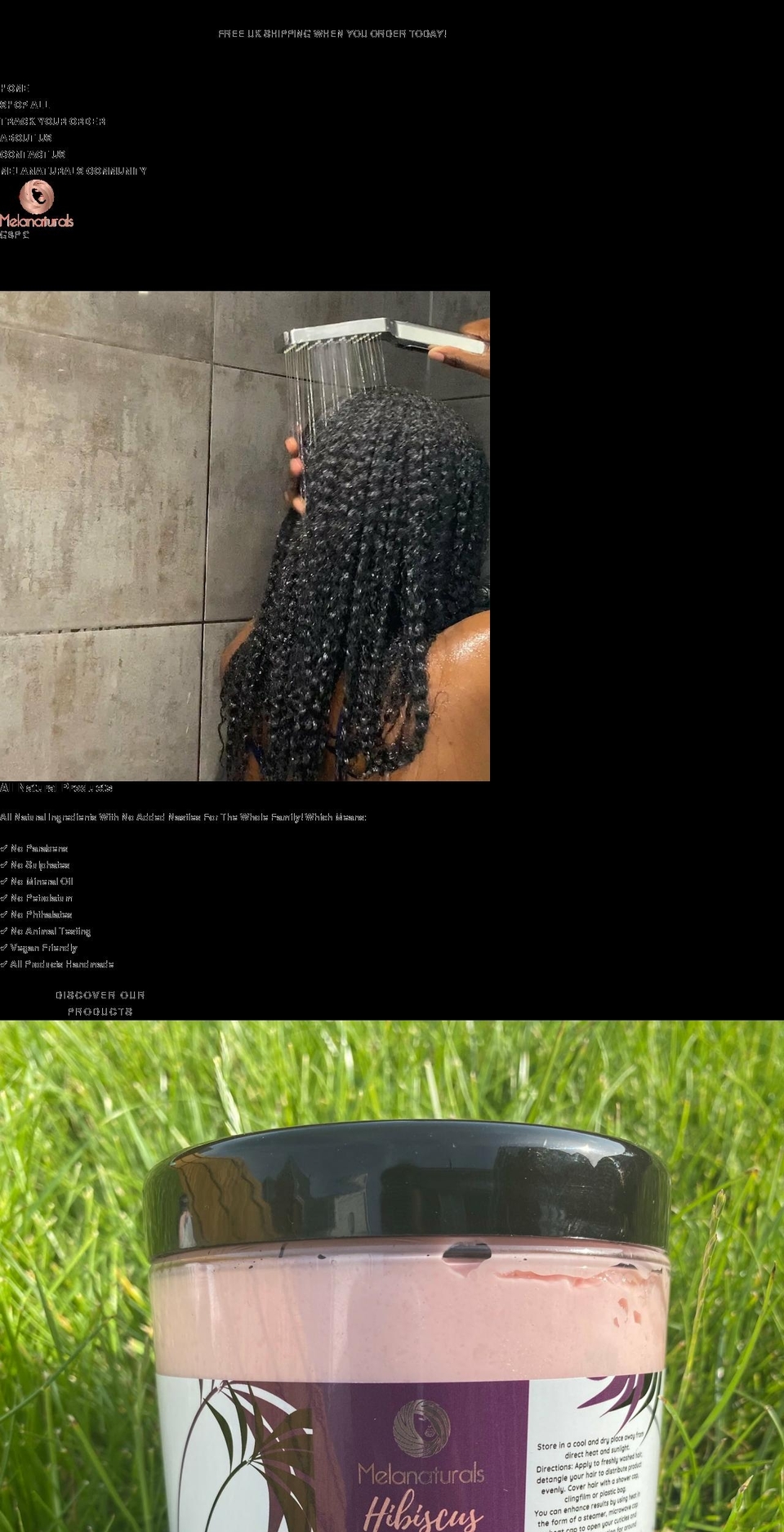 melanaturals.co.uk shopify website screenshot