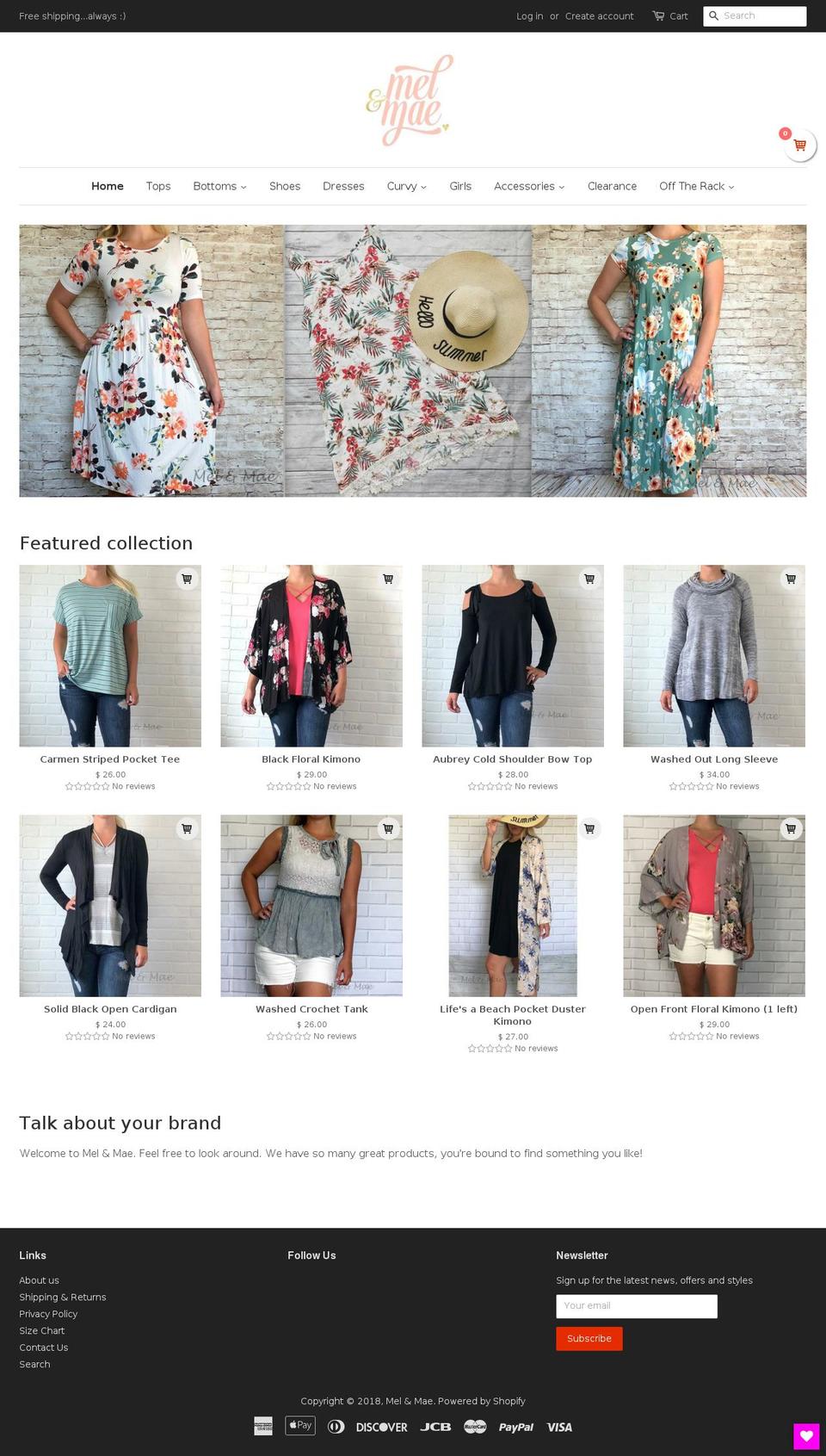 melandmae.com shopify website screenshot