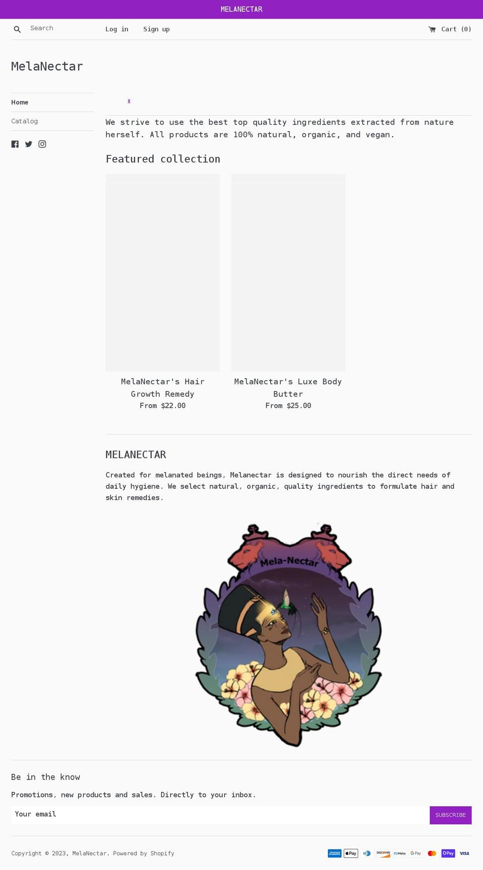 melanectar.com shopify website screenshot