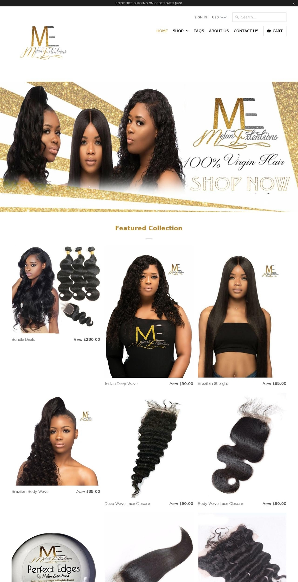 melanextensions.com — Shopify storefront screenshot