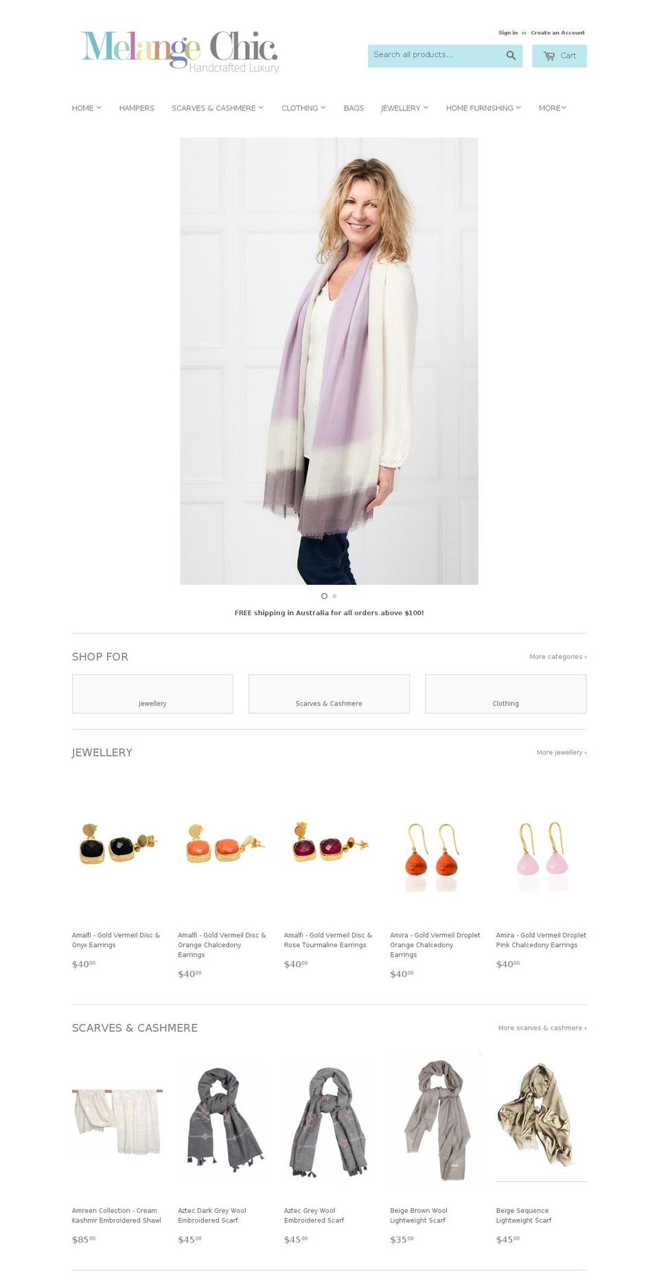 melangechic.com.au shopify website screenshot