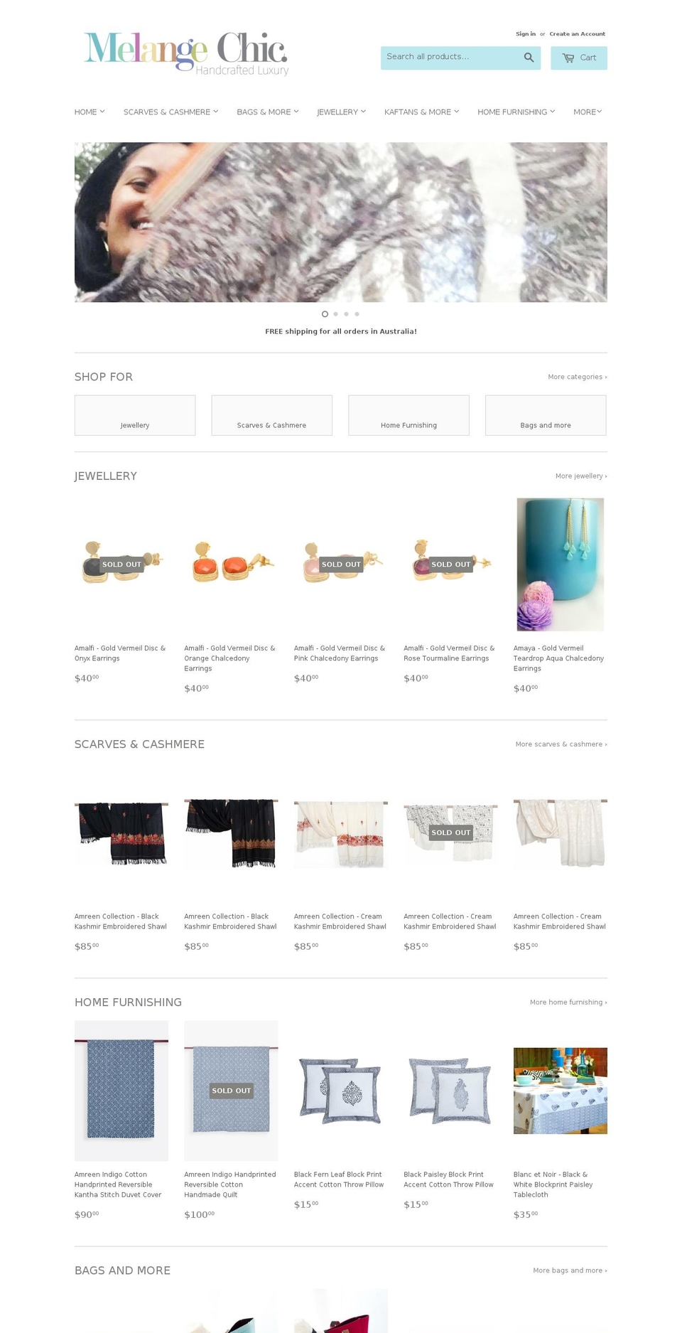 melangechic.com shopify website screenshot