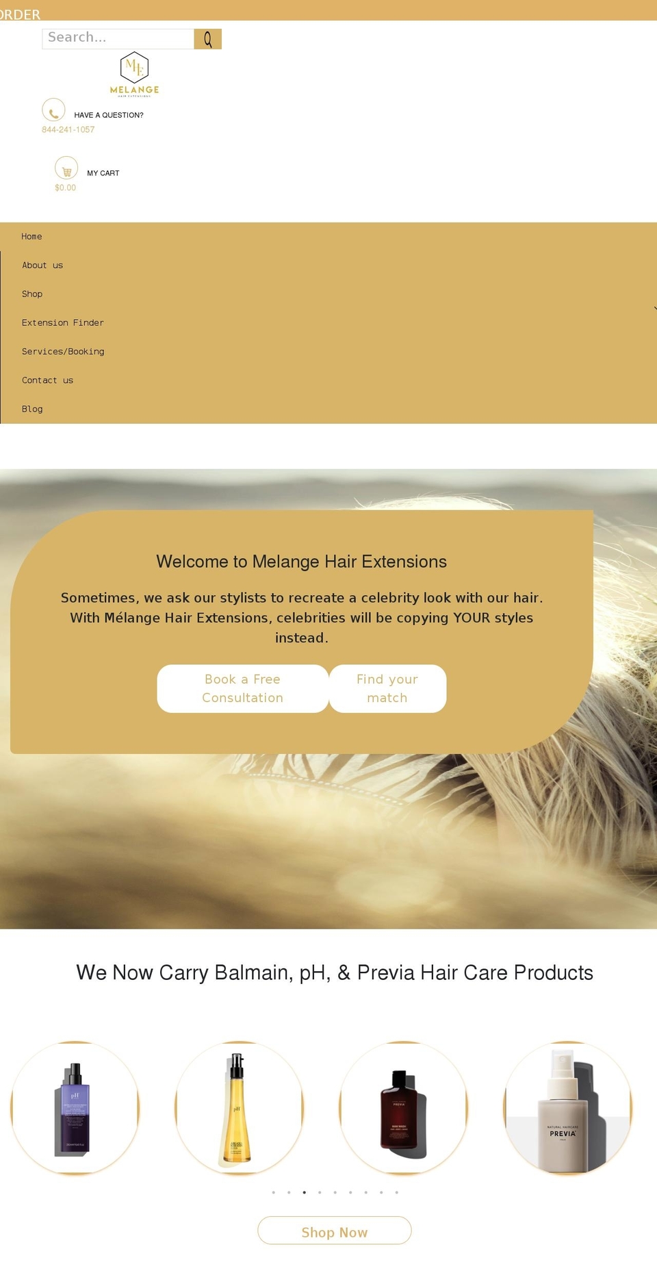 melangehair.co shopify website screenshot