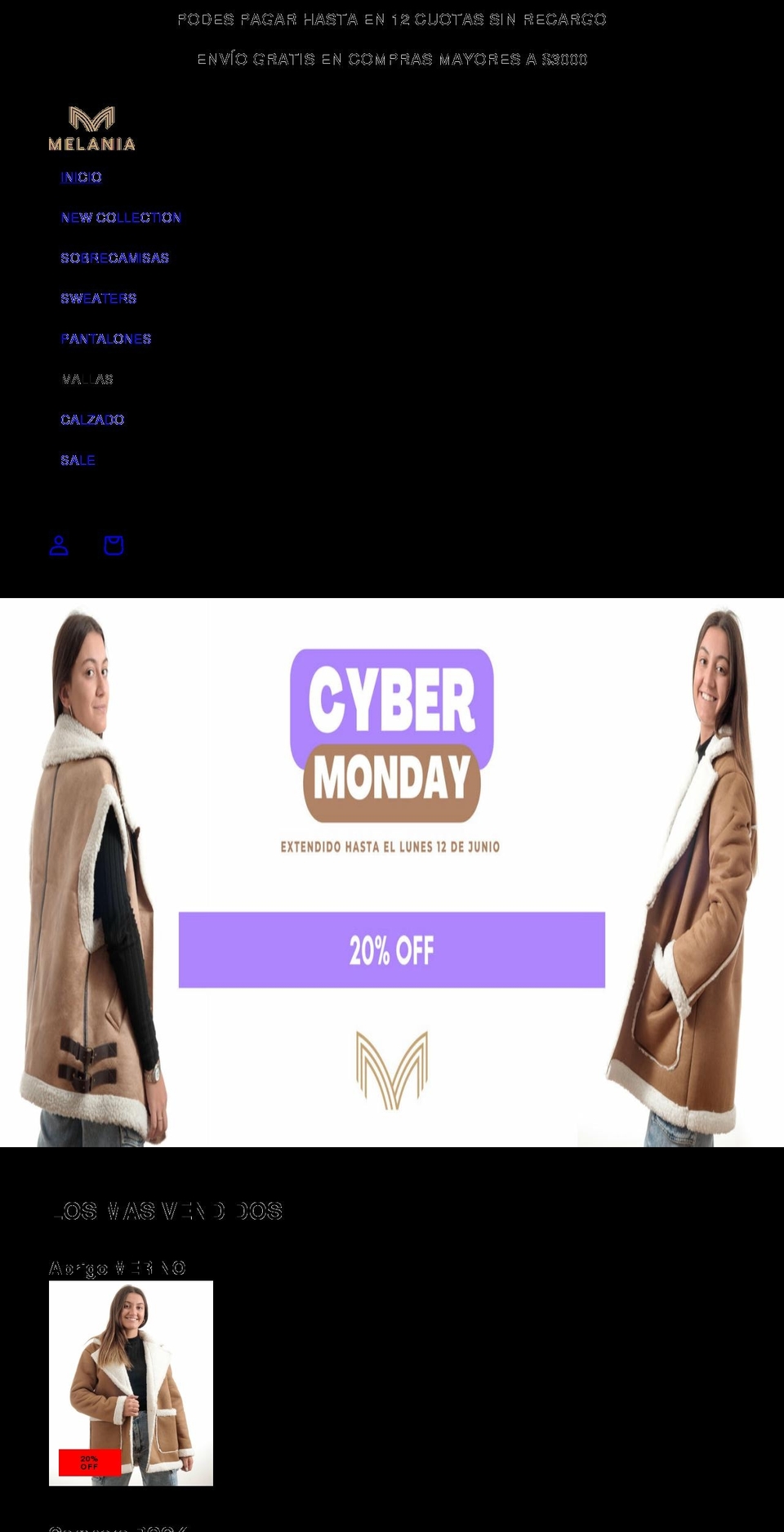 melania.com.uy shopify website screenshot