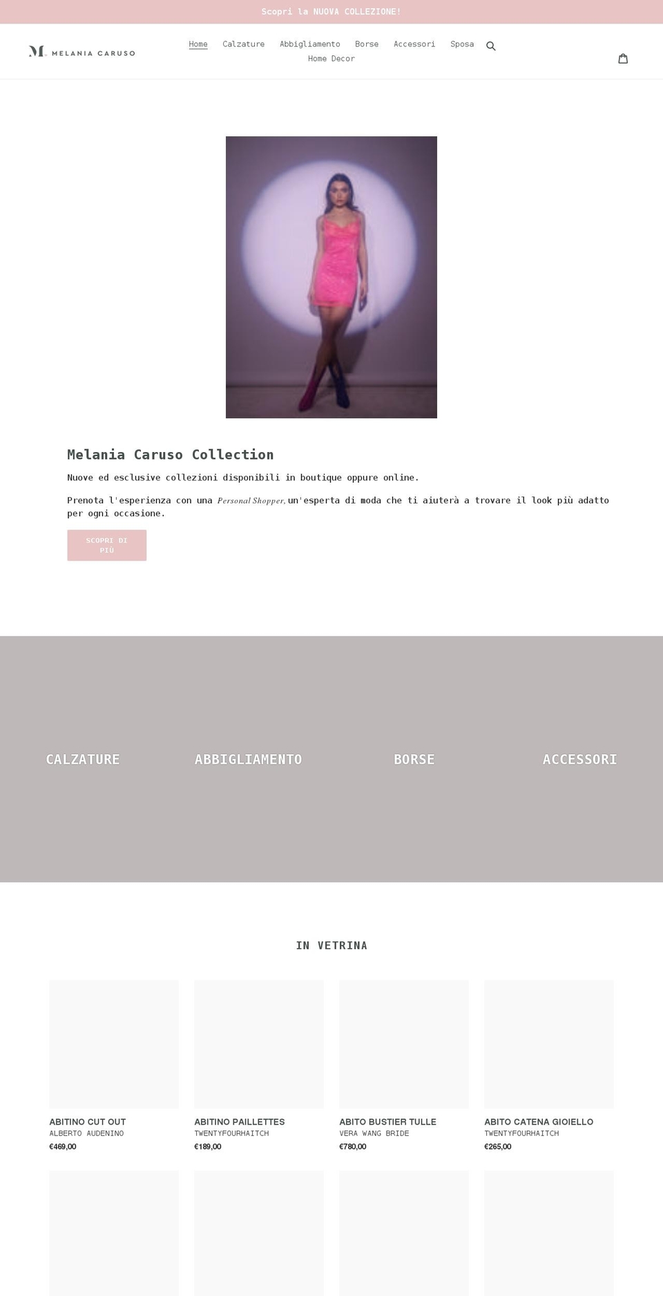 melaniacaruso.it shopify website screenshot