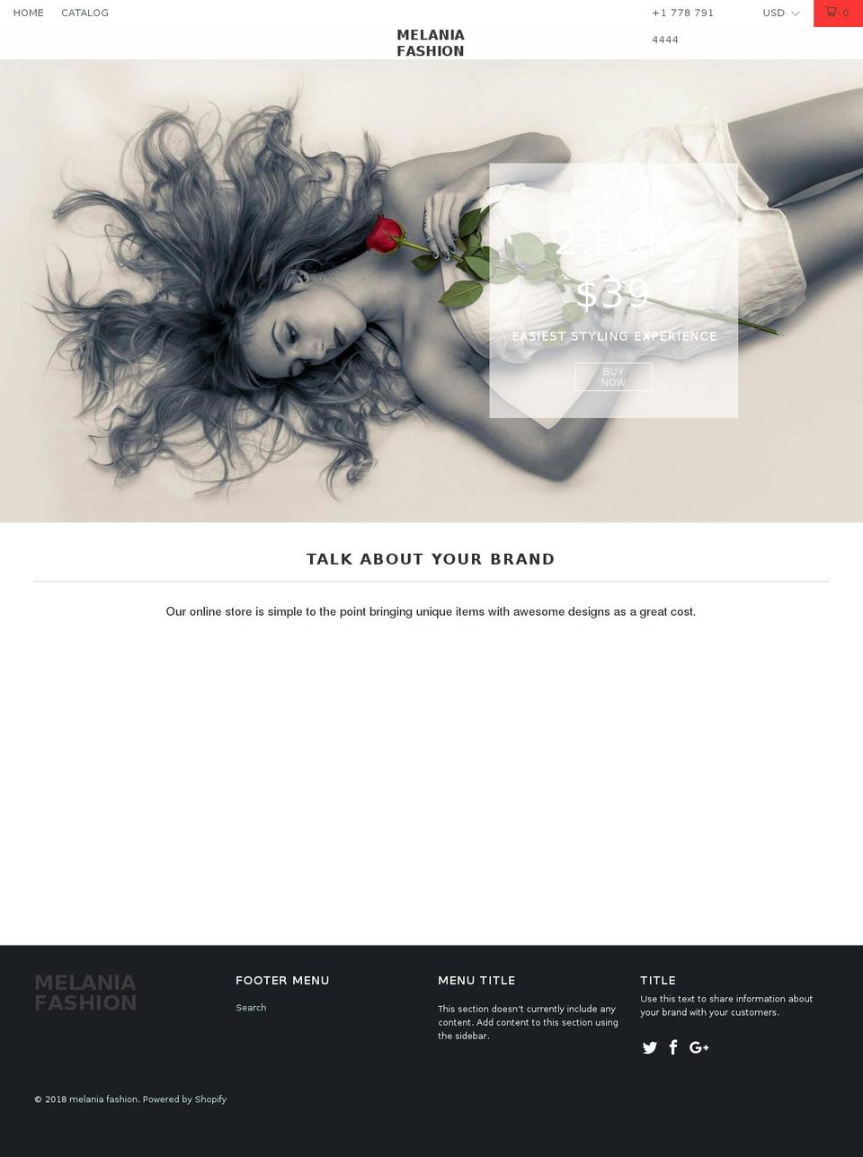 melaniafashion.com — Shopify storefront screenshot