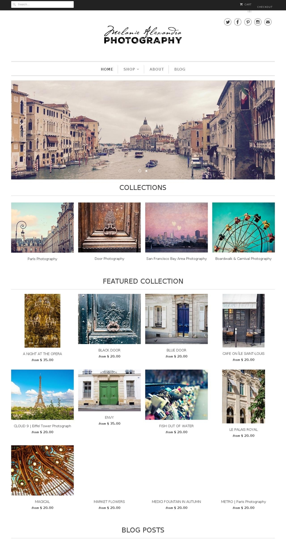 melaniealexandraphotography.com — Shopify storefront screenshot