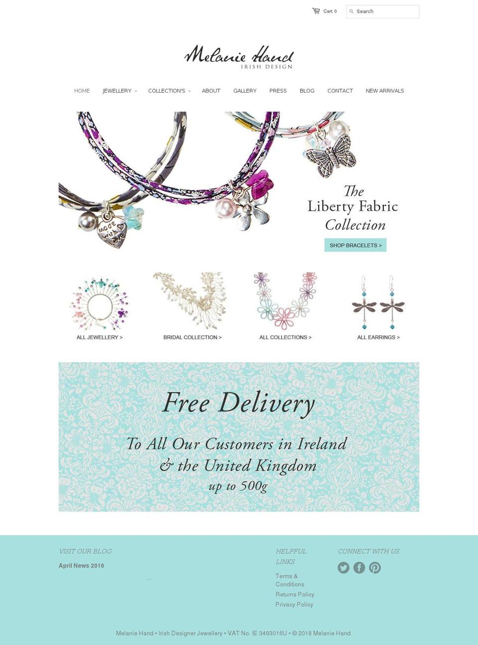 melaniehand.com shopify website screenshot