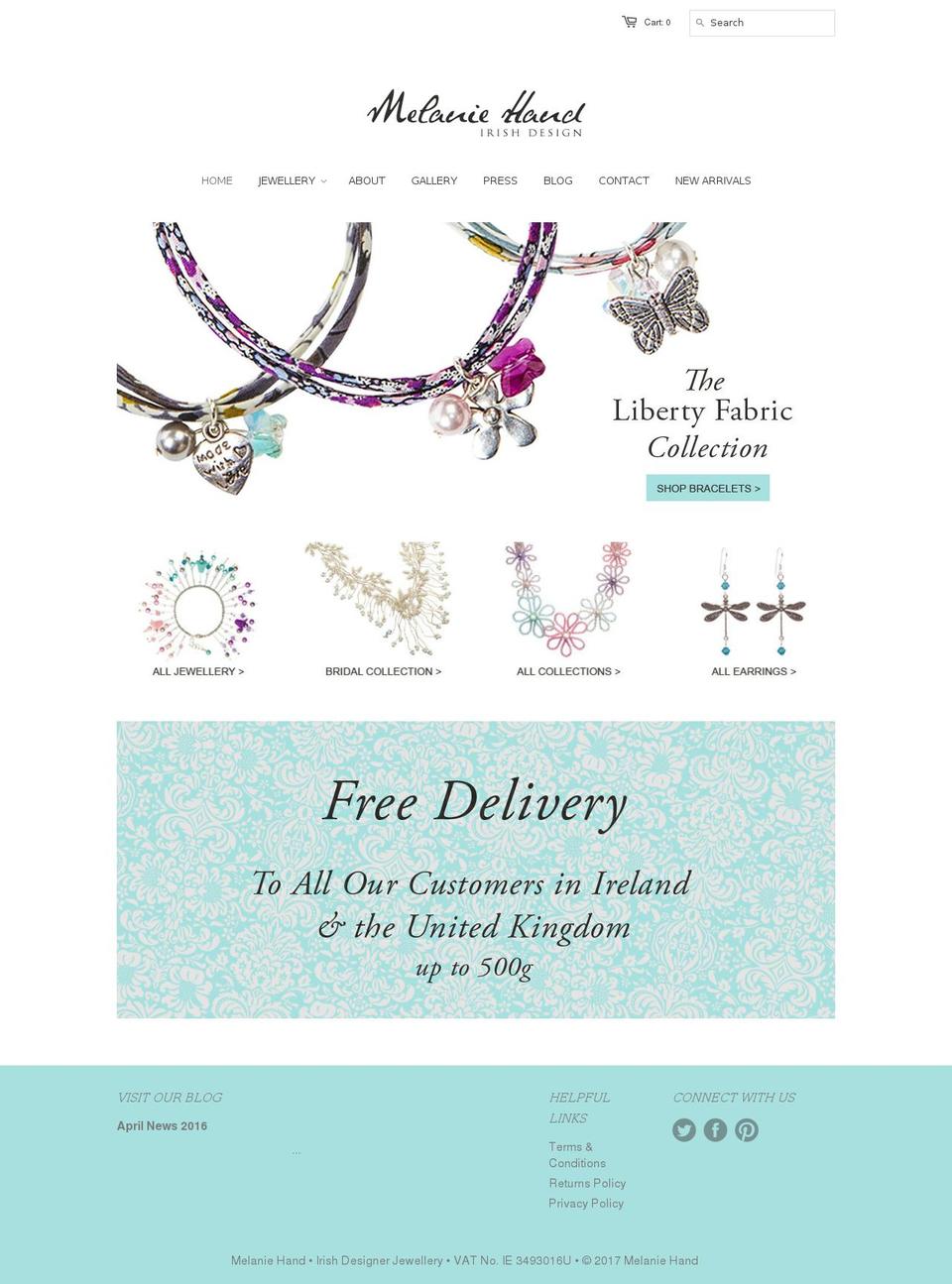 melaniehand.ie shopify website screenshot