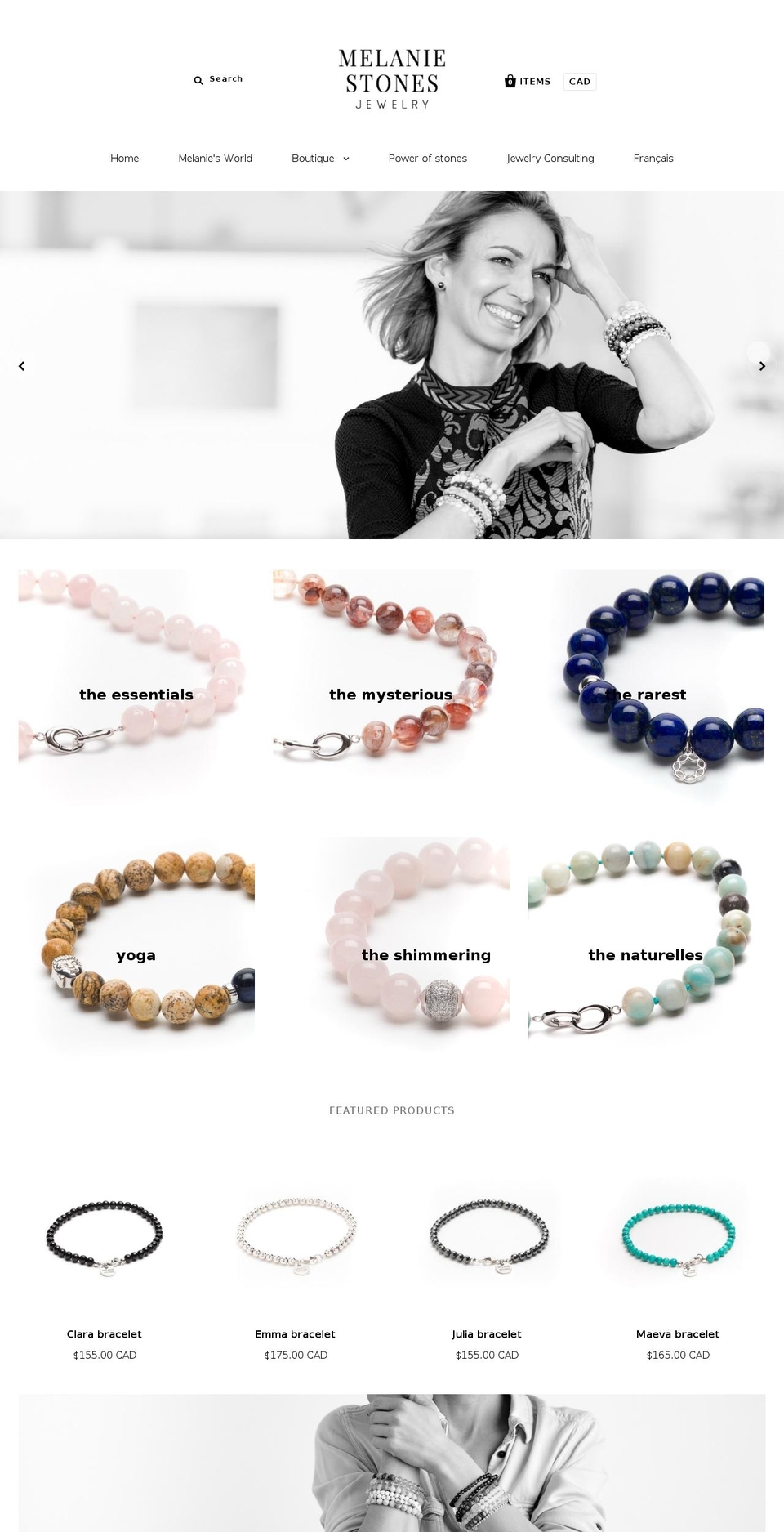 melaniestonesjewelry.com shopify website screenshot