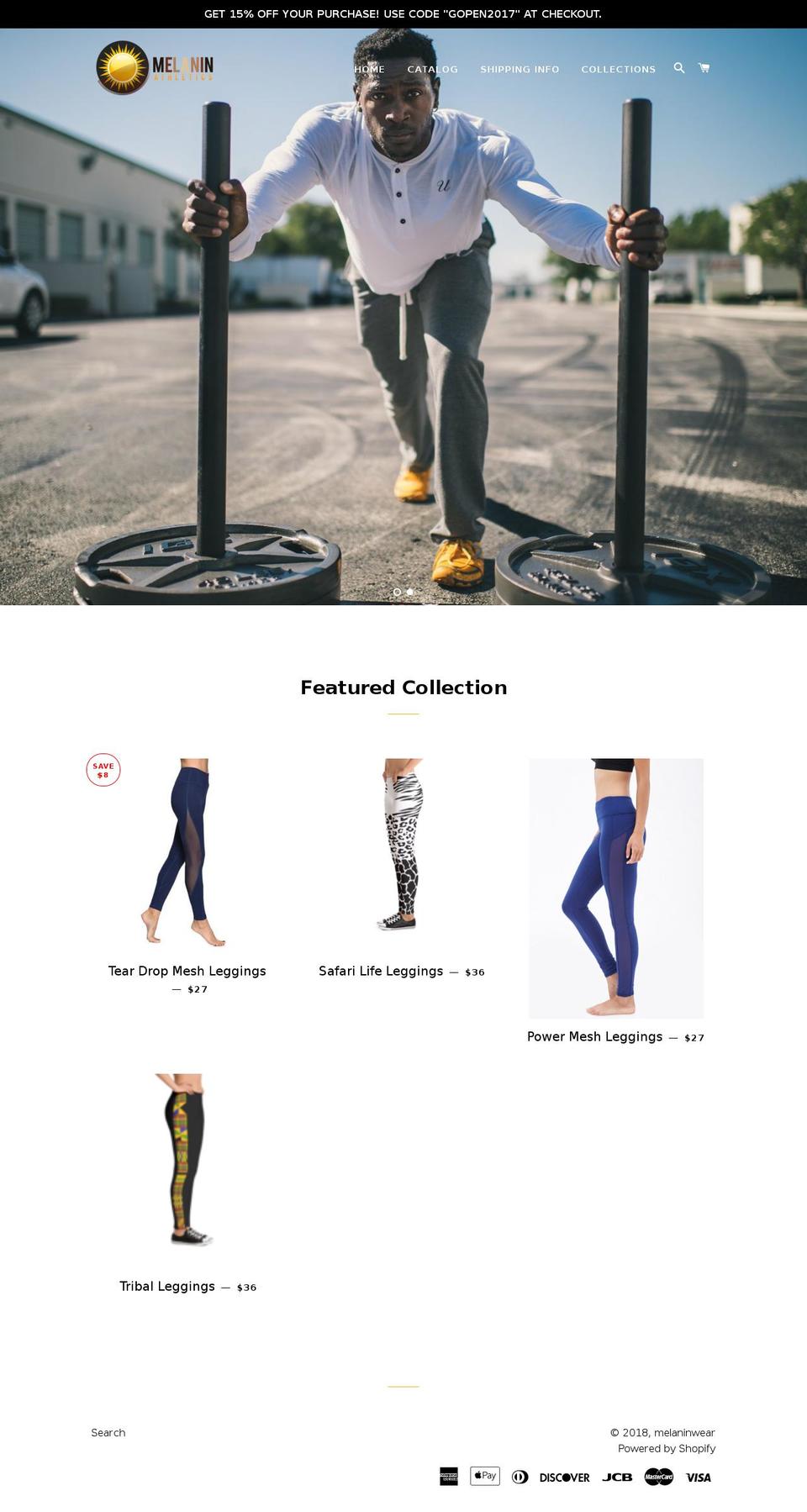 melaninathletics.com — Shopify storefront screenshot