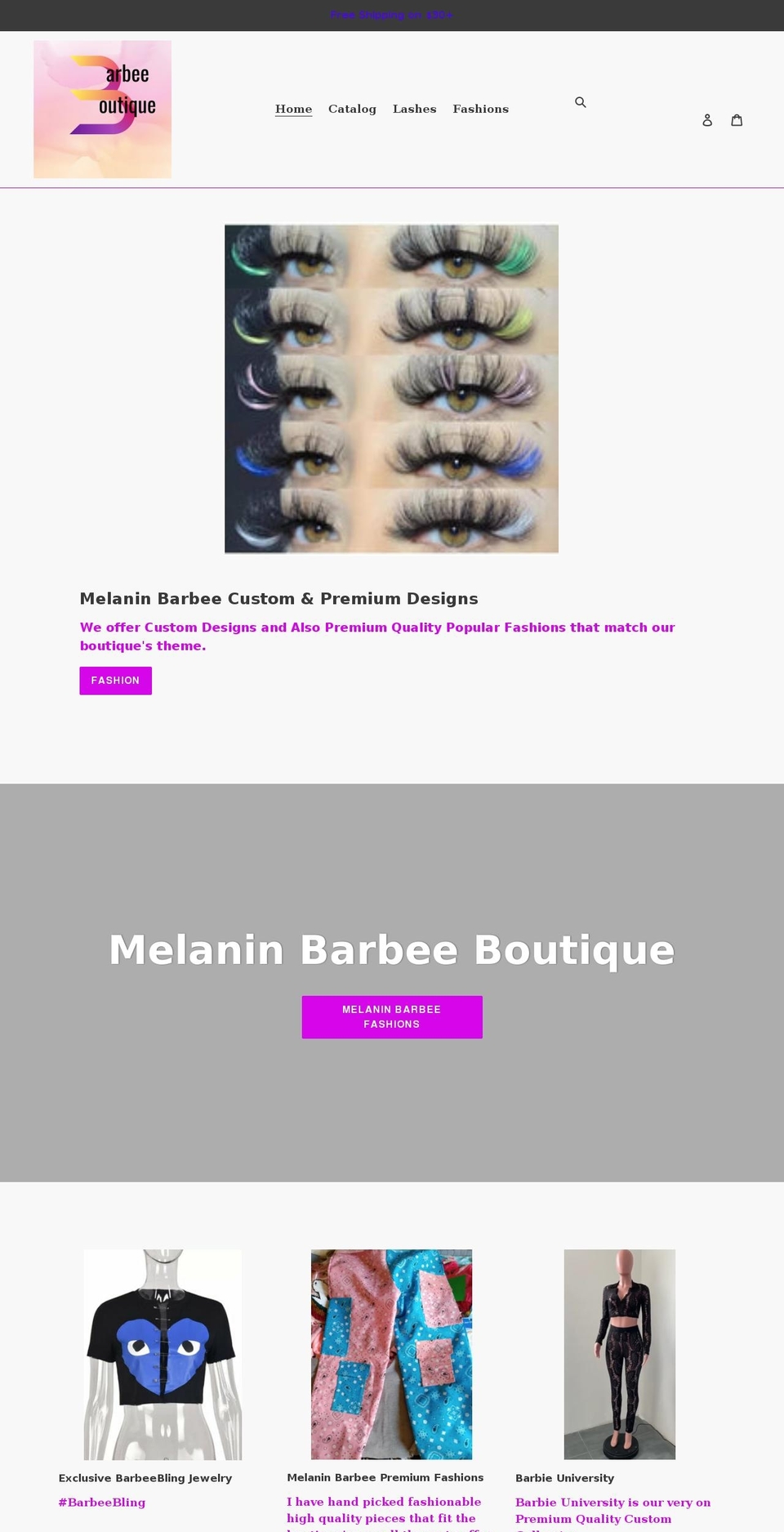 melaninbarbeeboutique.com shopify website screenshot