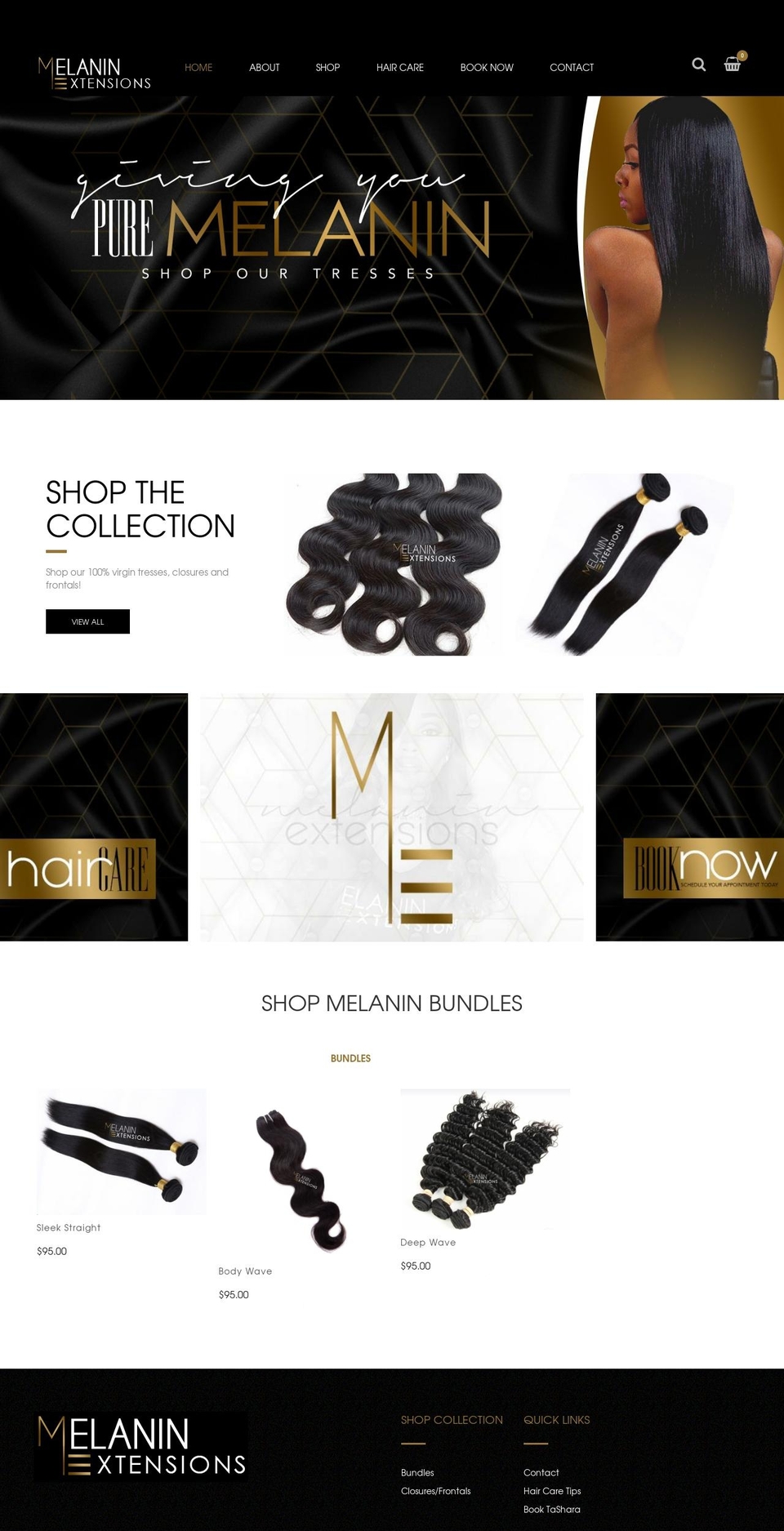 melaninextensions.com shopify website screenshot