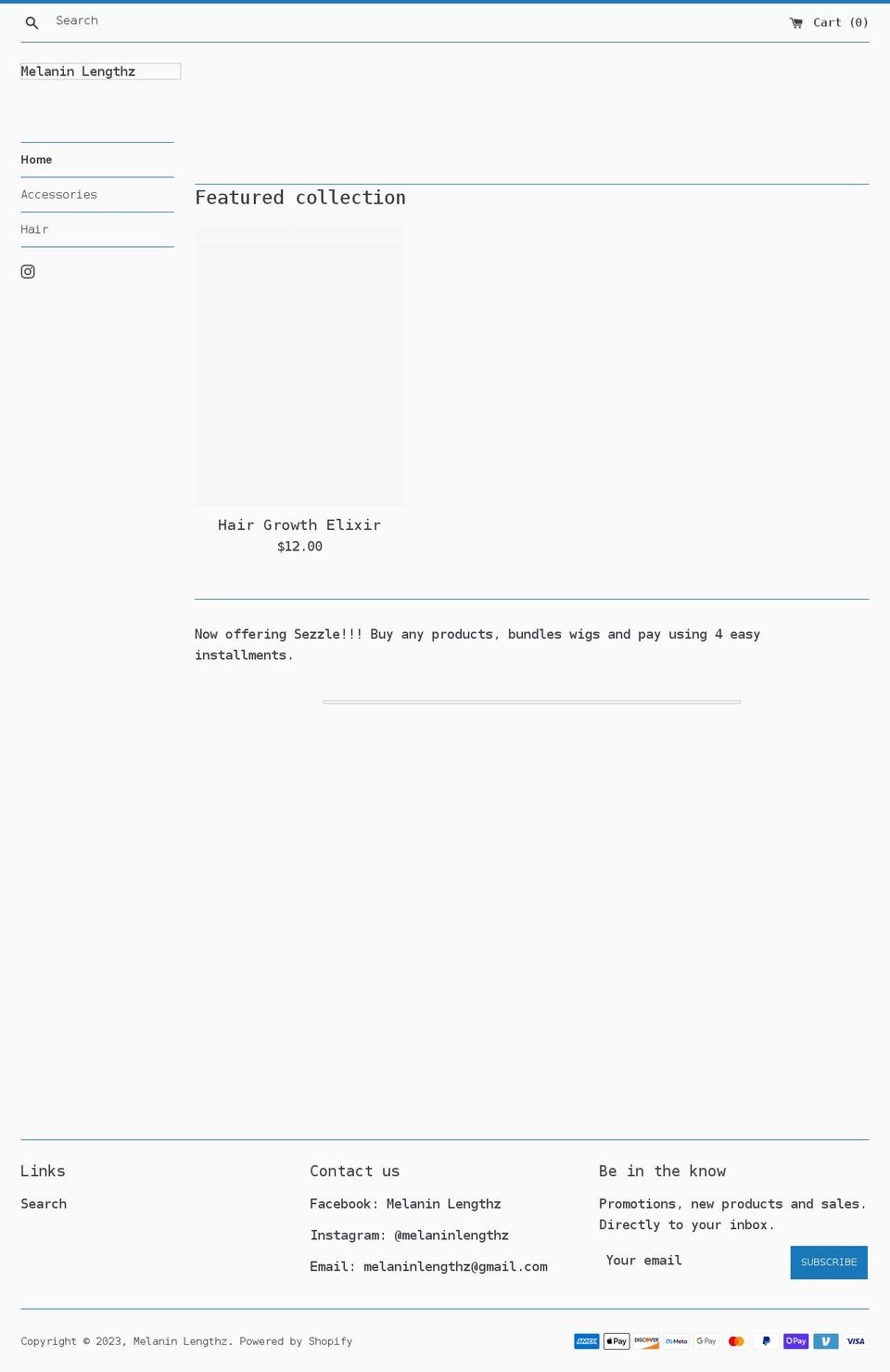 melaninlengthz.com shopify website screenshot