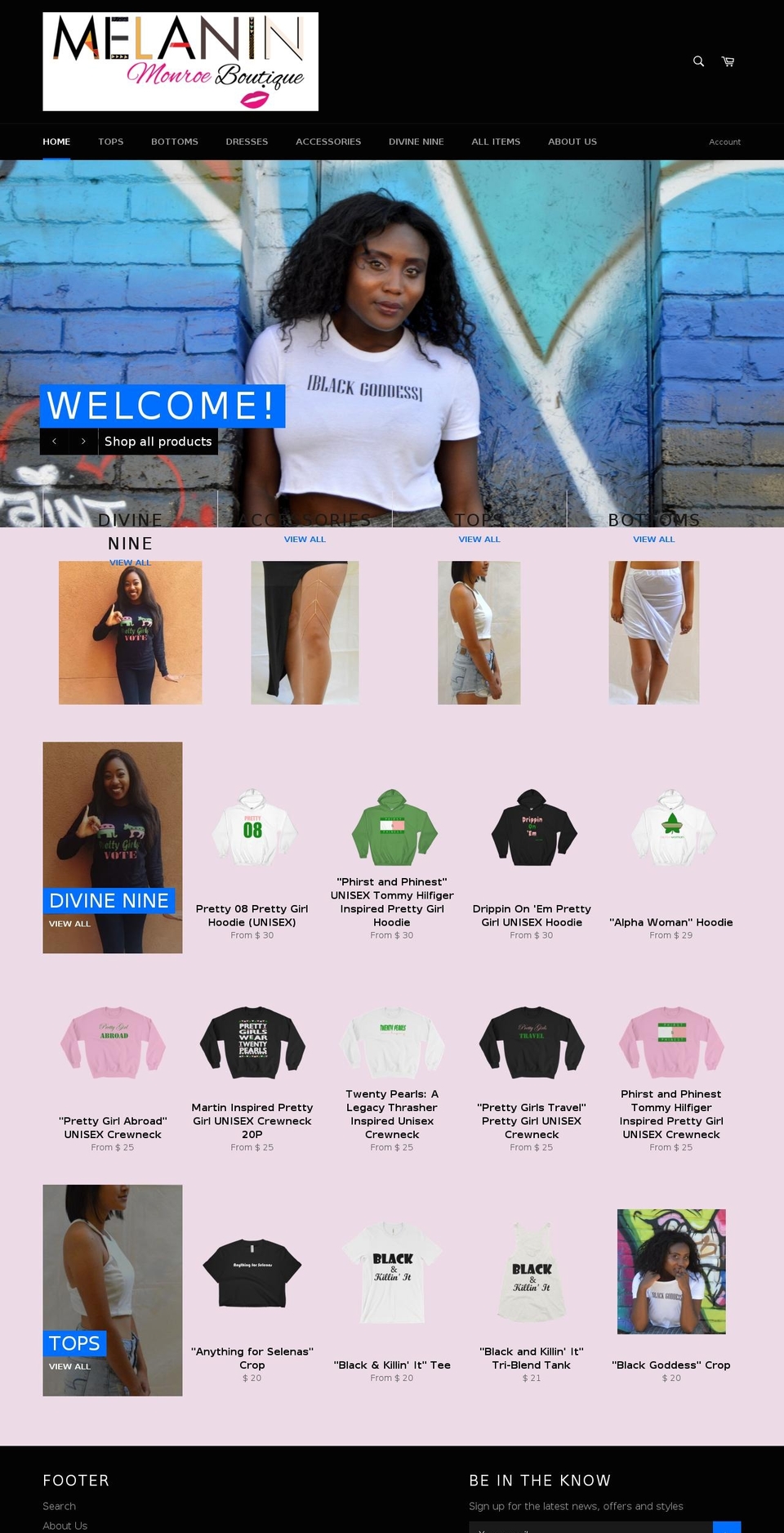 melaninmonroeboutique.com shopify website screenshot