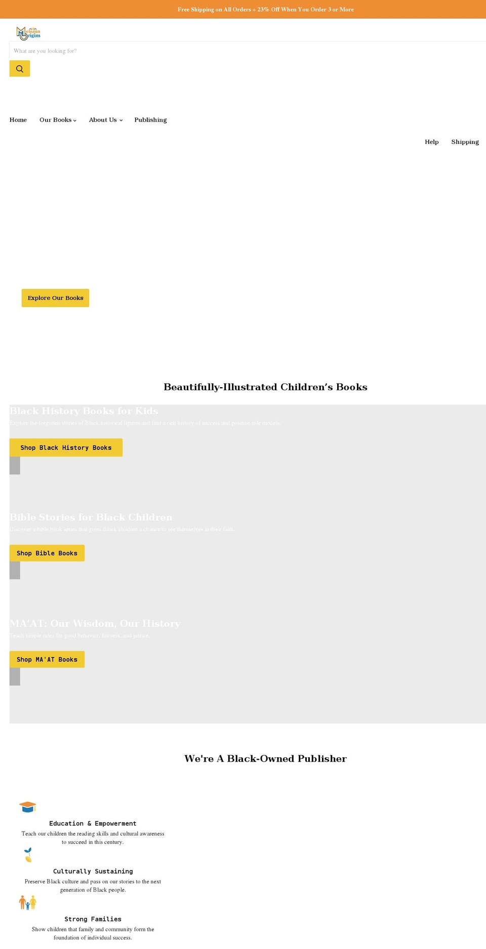melaninorigins.com shopify website screenshot