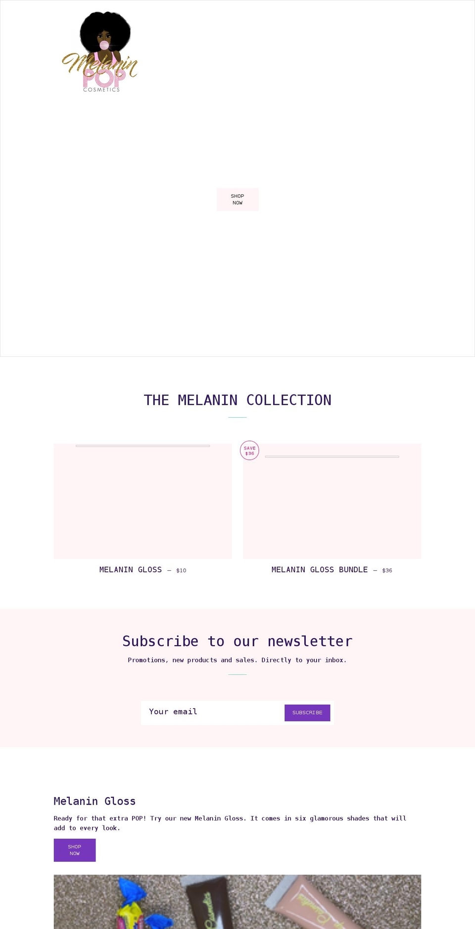 melaninpopcosmetics.com shopify website screenshot