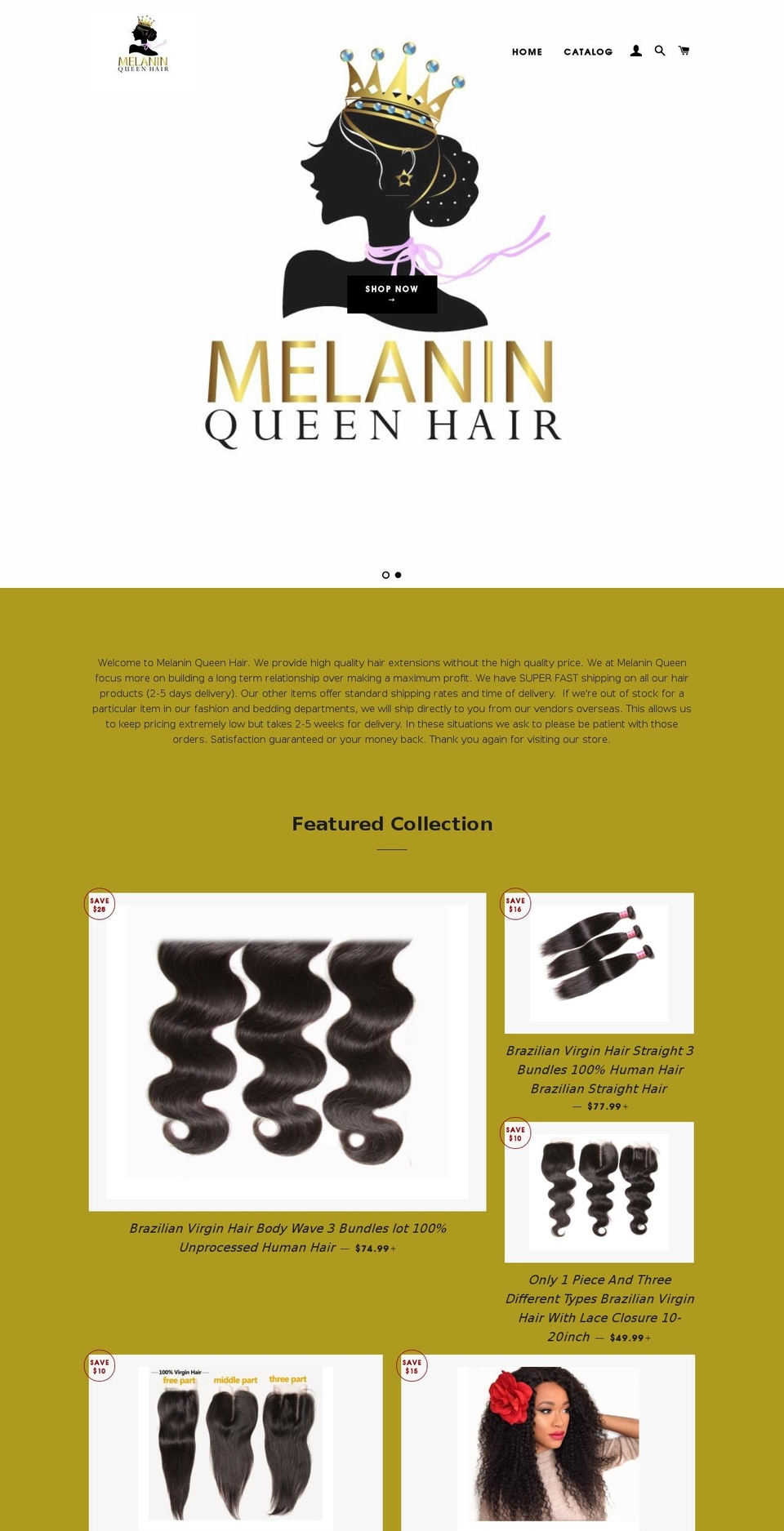melaninqueenhair.com — Shopify storefront screenshot