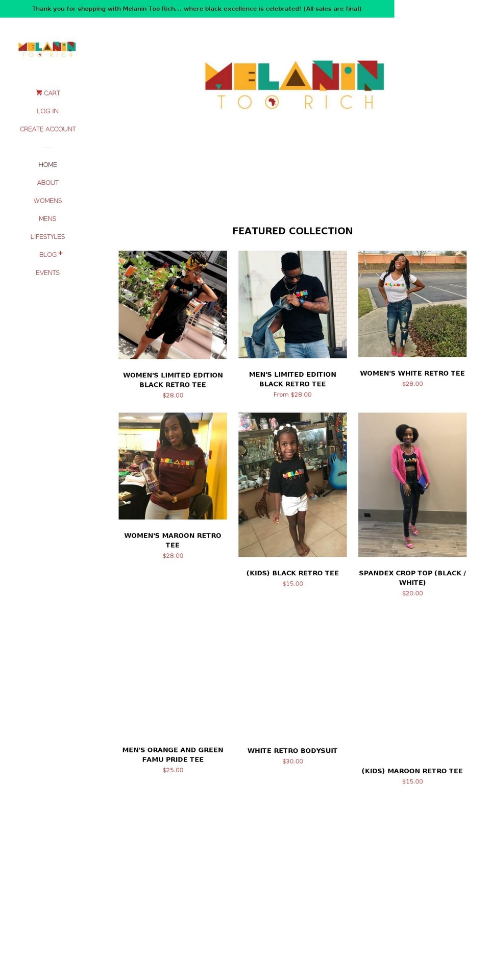 melanintoorich.com — Shopify storefront screenshot