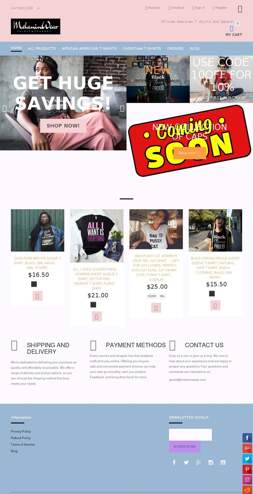 install-me-yourstore-v2-1-9 Shopify theme site example melaninwear.com