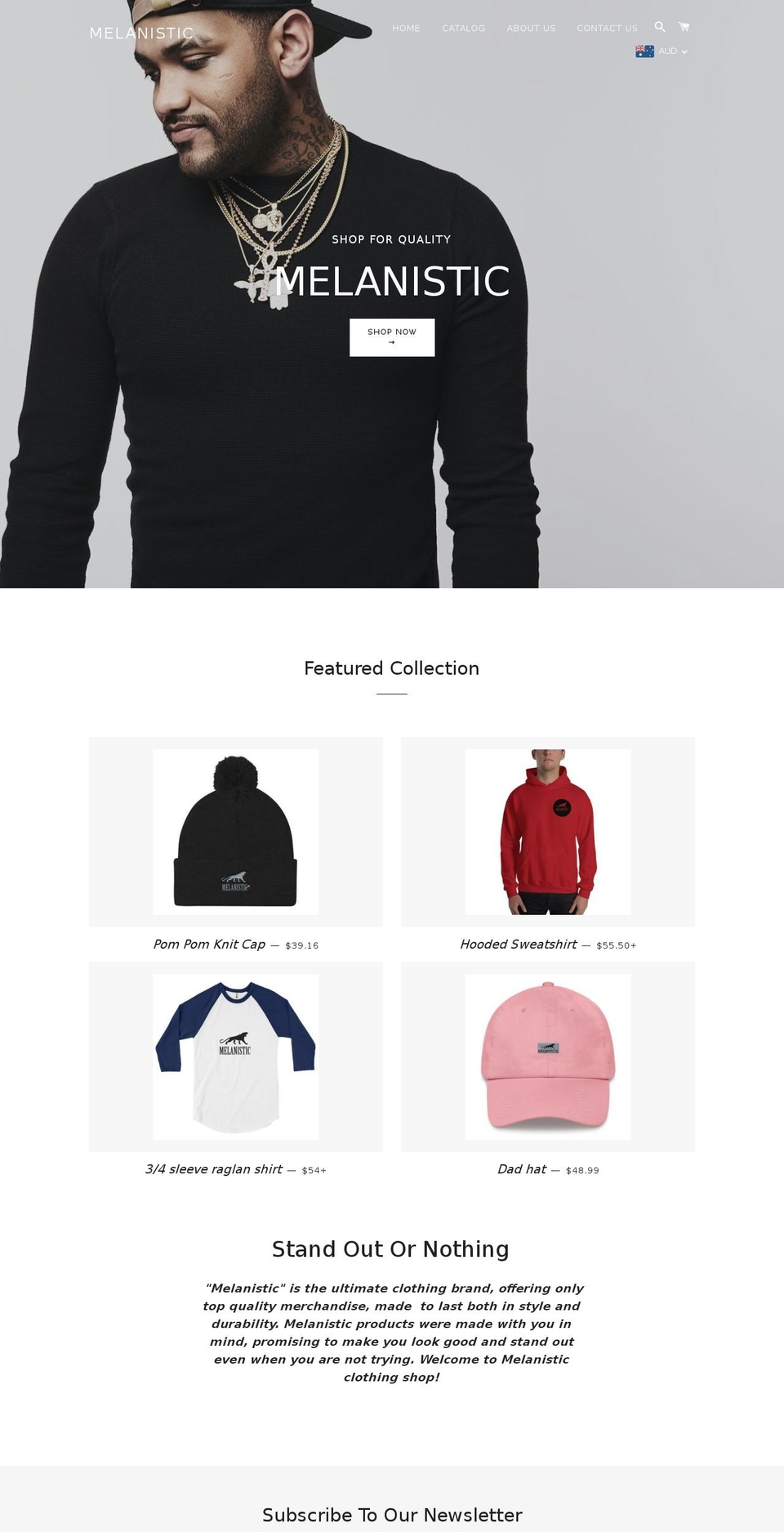 melanisticclothing.com shopify website screenshot